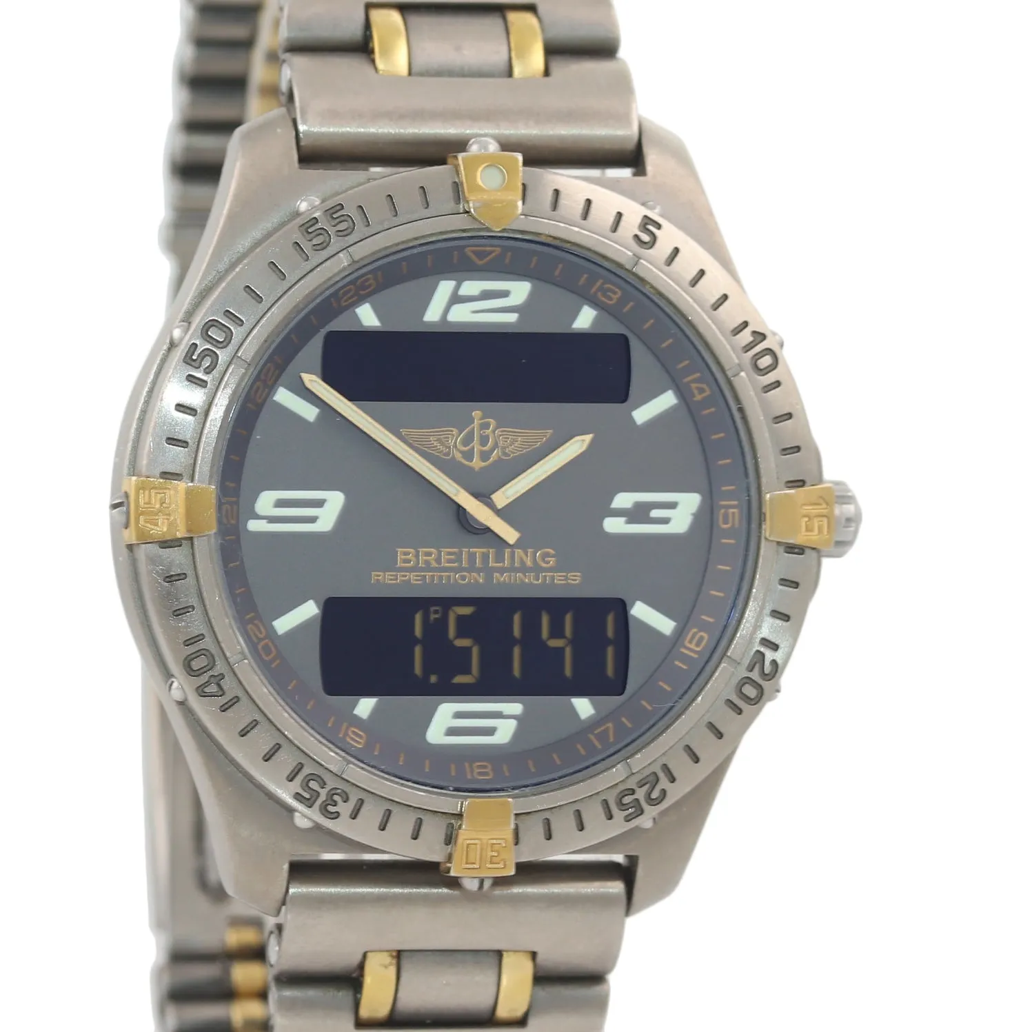 PAPERS Breitling Aerospace Titanium F65362 Grey 40mm Two Tone Gold Watch Box