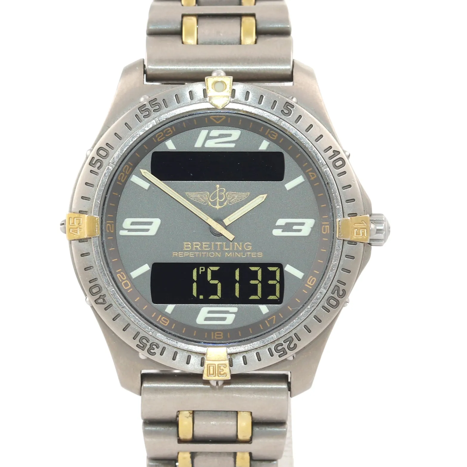 PAPERS Breitling Aerospace Titanium F65362 Grey 40mm Two Tone Gold Watch Box