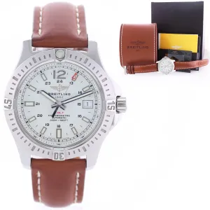 PAPERS Breitling Colt 41mm Steel White Date Automatic Dive Watch A17313 BOX