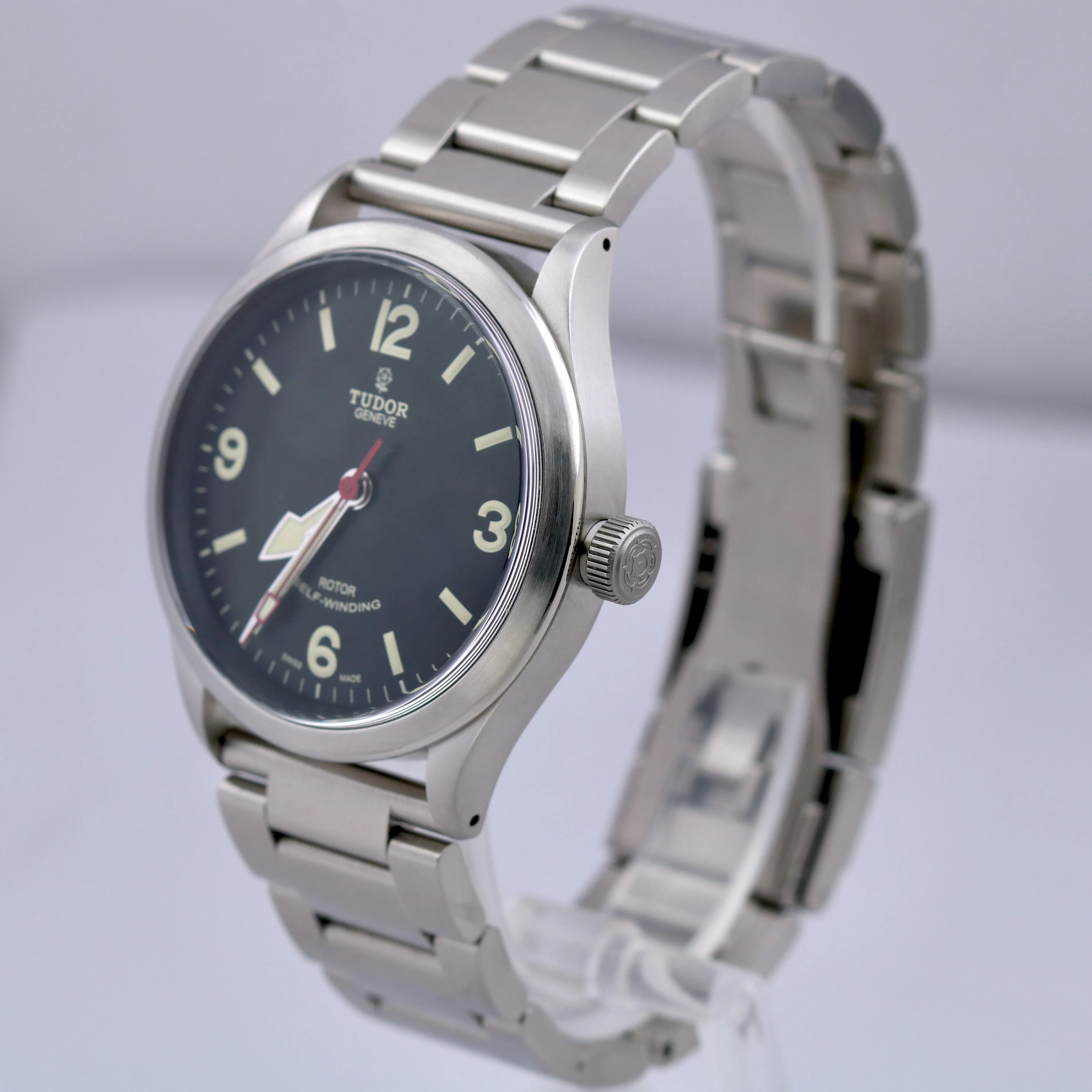 PAPERS Tudor Heritage Ranger 41mm Black Stainless Steel Leather Watch 79910 B P