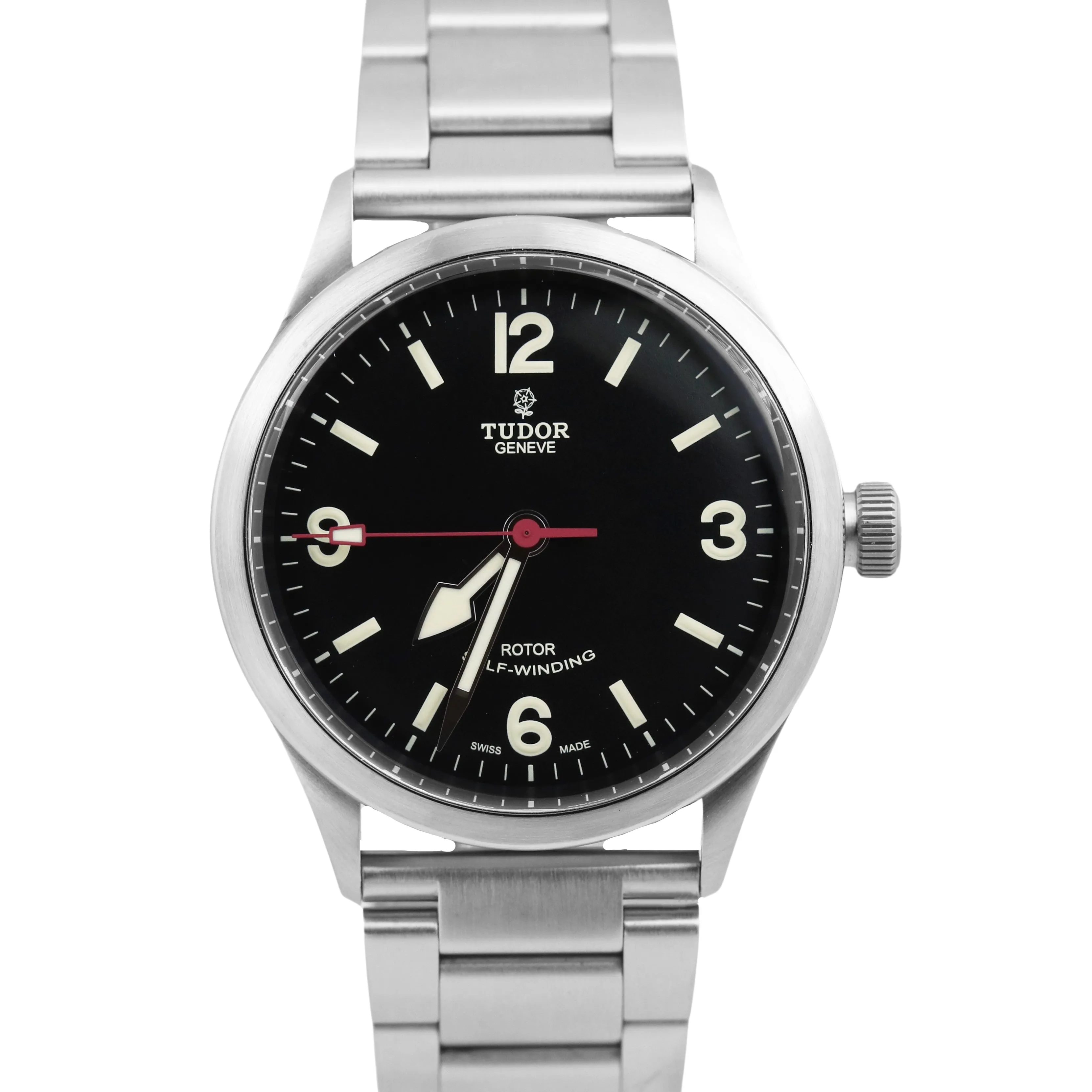 PAPERS Tudor Heritage Ranger 41mm Black Stainless Steel Leather Watch 79910 B P
