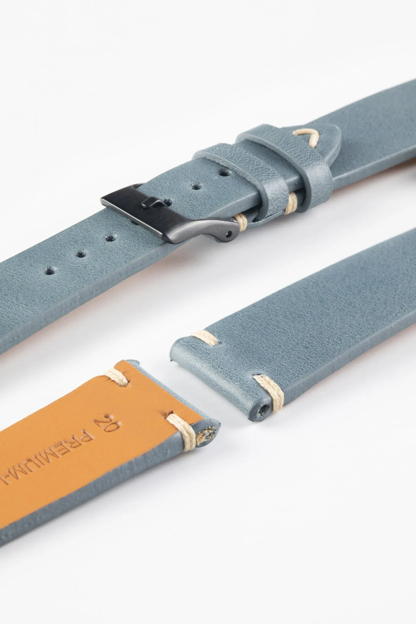 Pebro LEGACY Vintage Calfskin Leather Watch Strap in BLUE