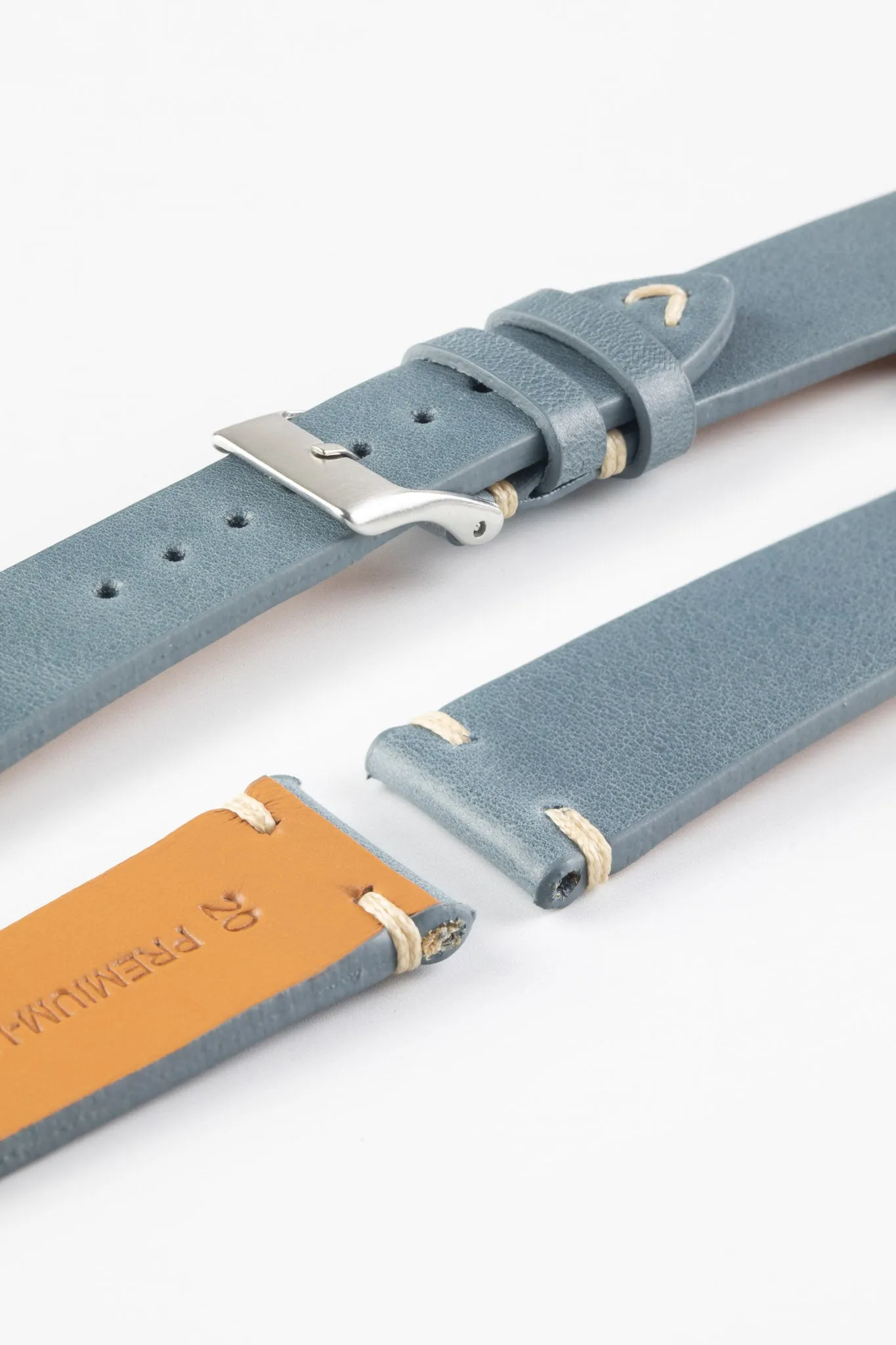 Pebro LEGACY Vintage Calfskin Leather Watch Strap in BLUE
