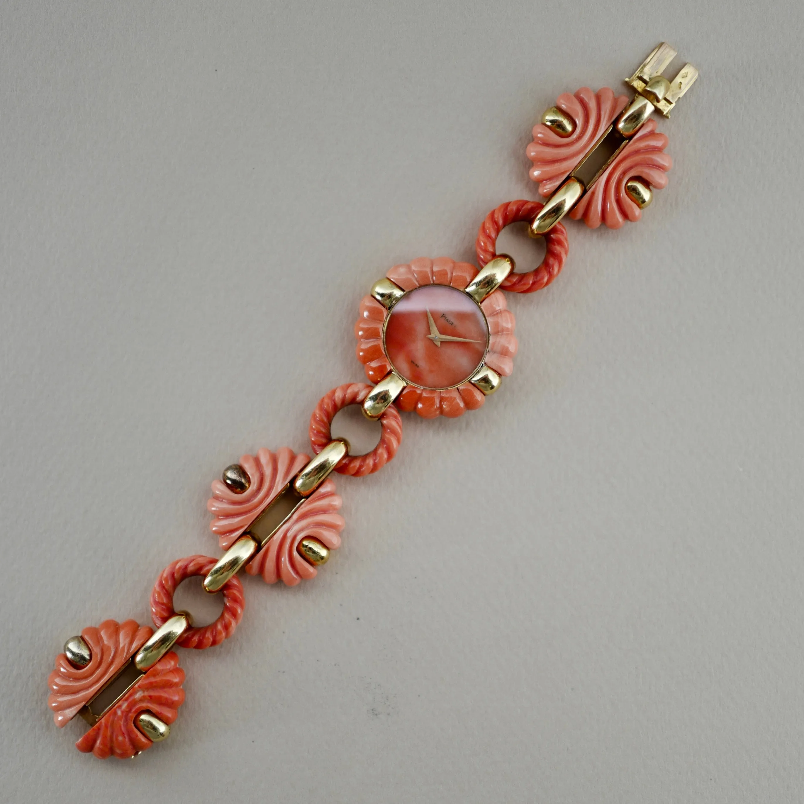 Piaget Yellow Gold Coral Watch by Andre Vassort Ref. 9921V89