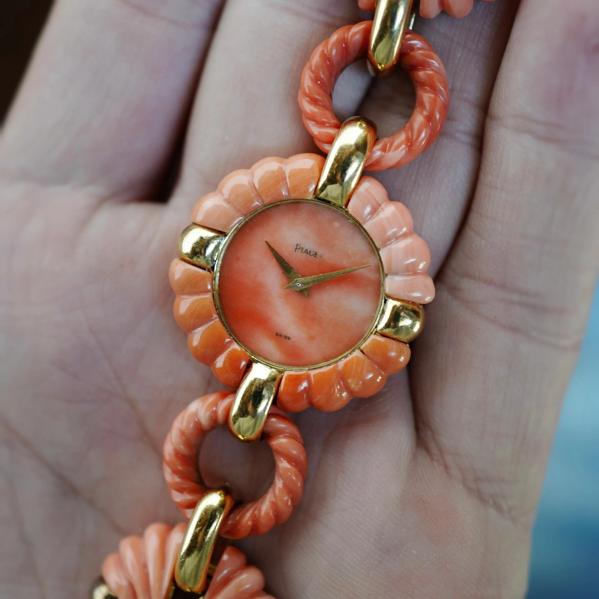 Piaget Yellow Gold Coral Watch by Andre Vassort Ref. 9921V89