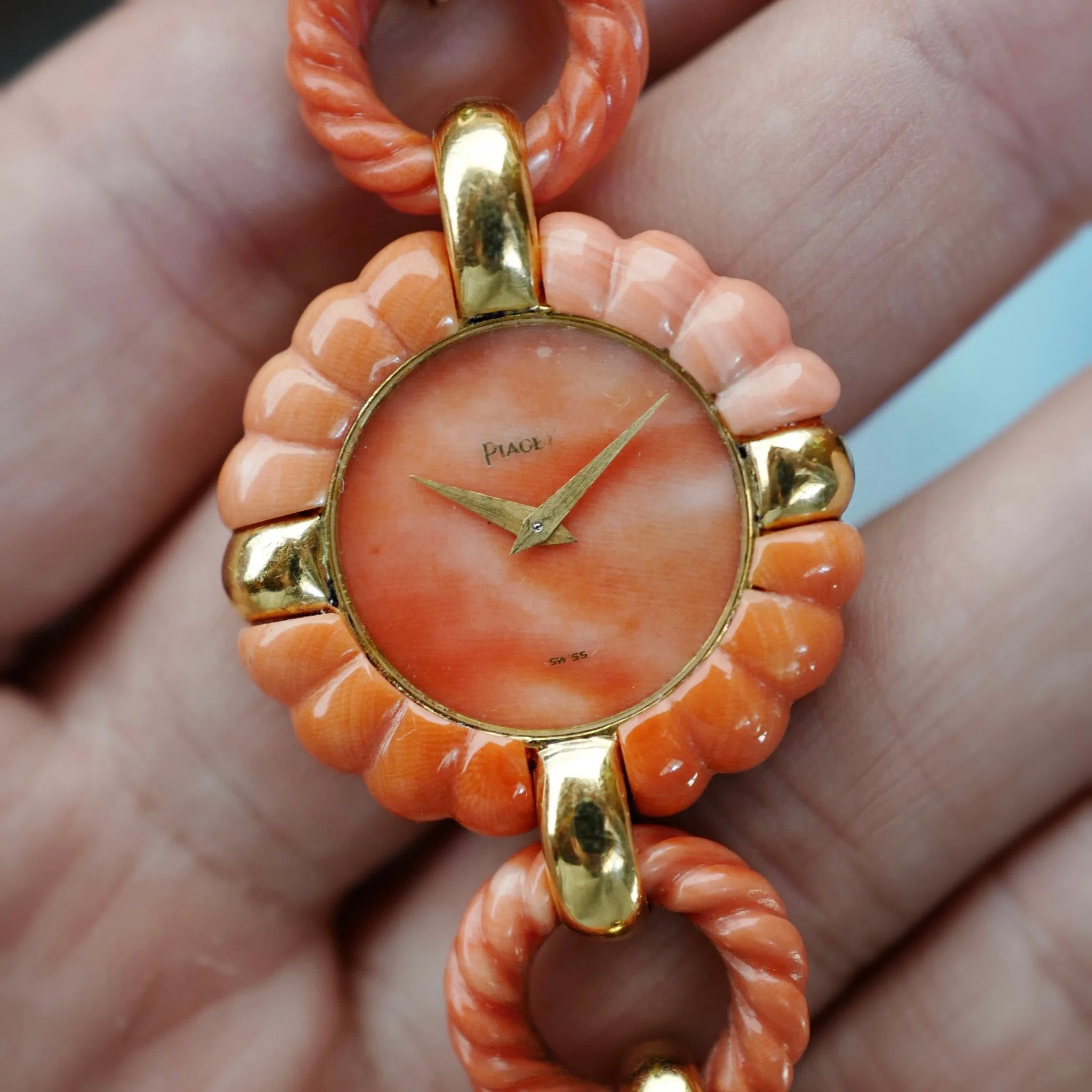 Piaget Yellow Gold Coral Watch by Andre Vassort Ref. 9921V89