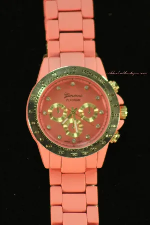 Pink/Pink Clear Rhinestones | Metal Band w/ Clasp
