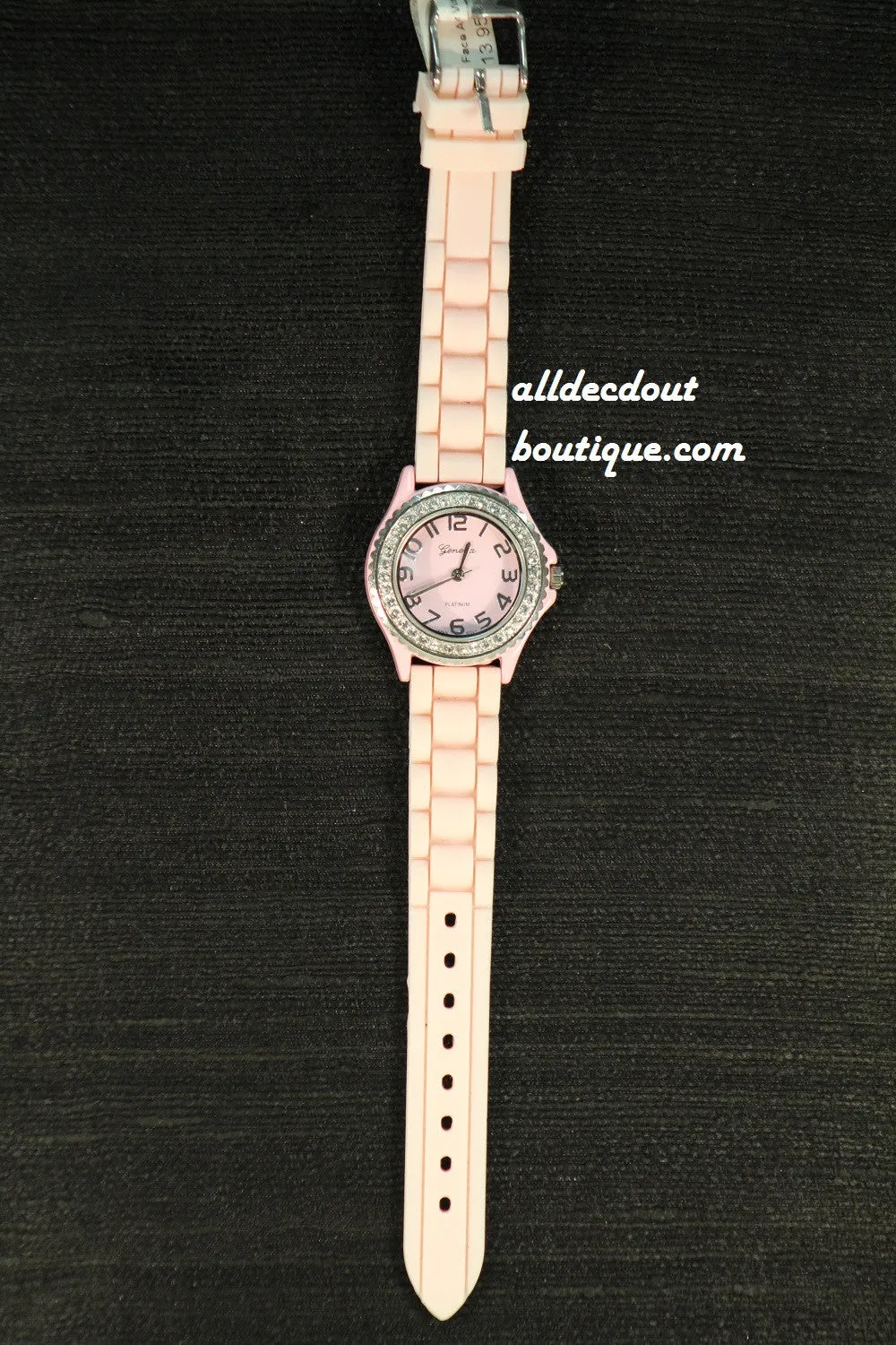 Pink/Pink Clear Rhinestones | Silicone Band