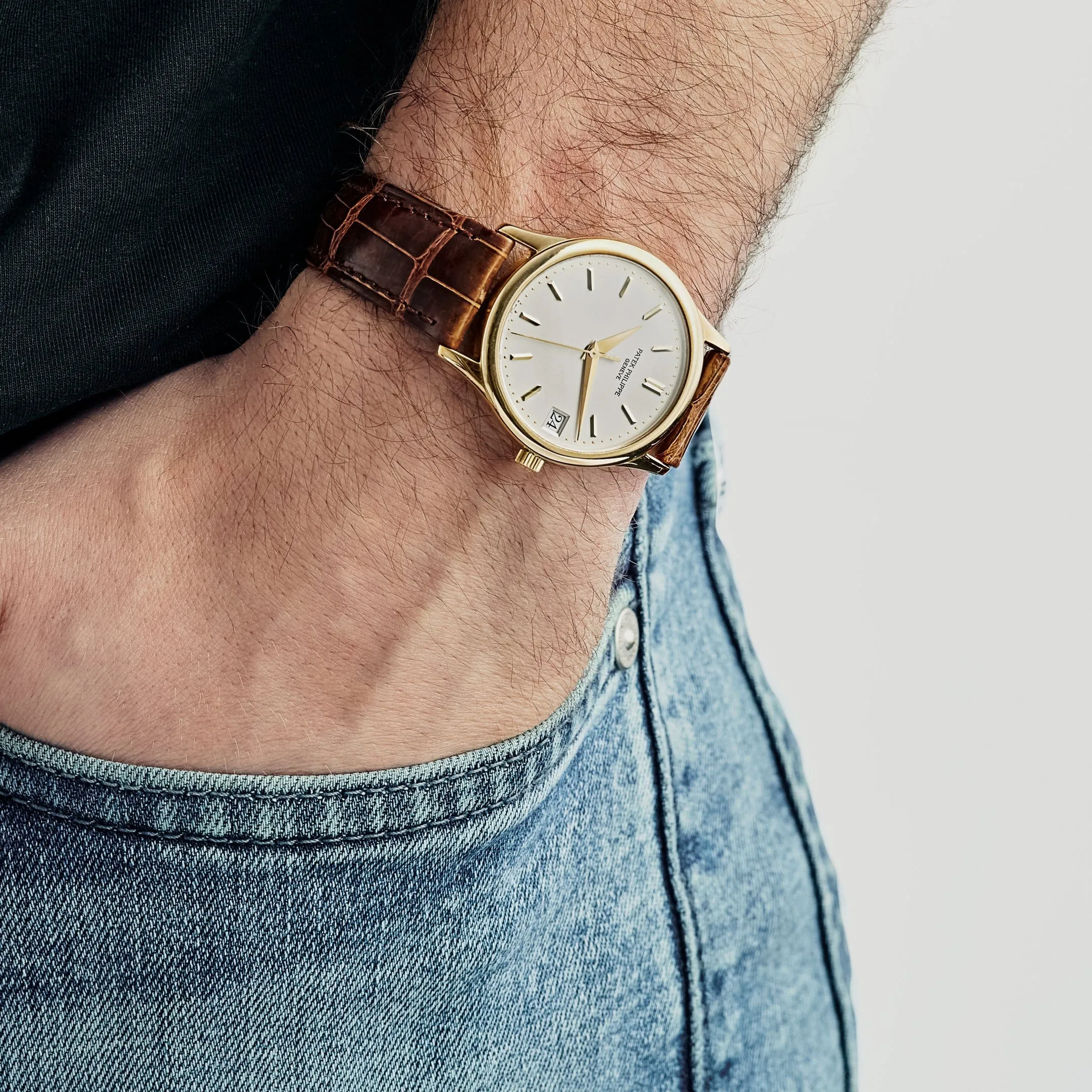 PP Luxury Watches Calatrava 3998 Yellow Gold Cream Dial Alligator Strap (1997)