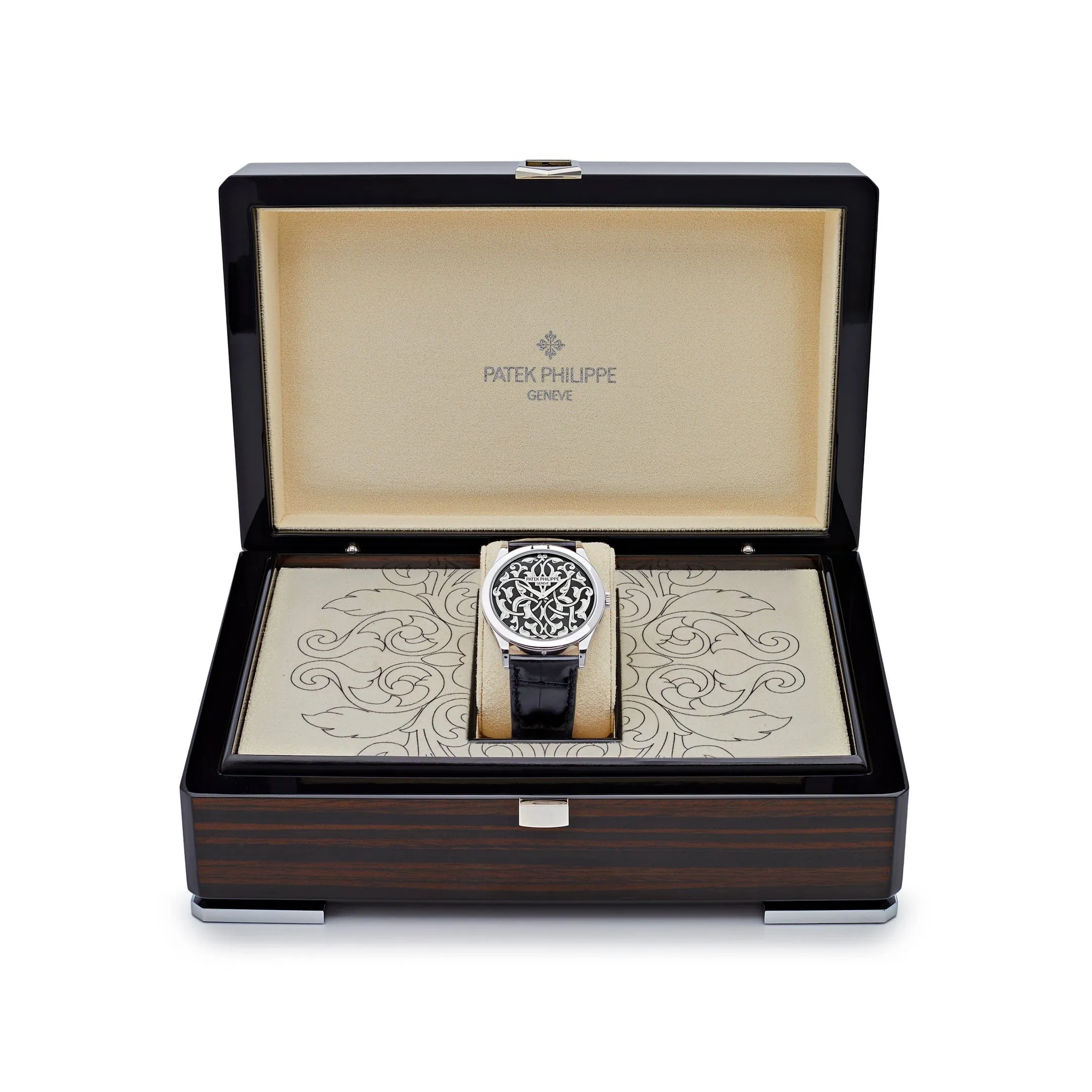 PP Luxury Watches Calatrava 5088/100P-001 Platinum Engraved Black Dial