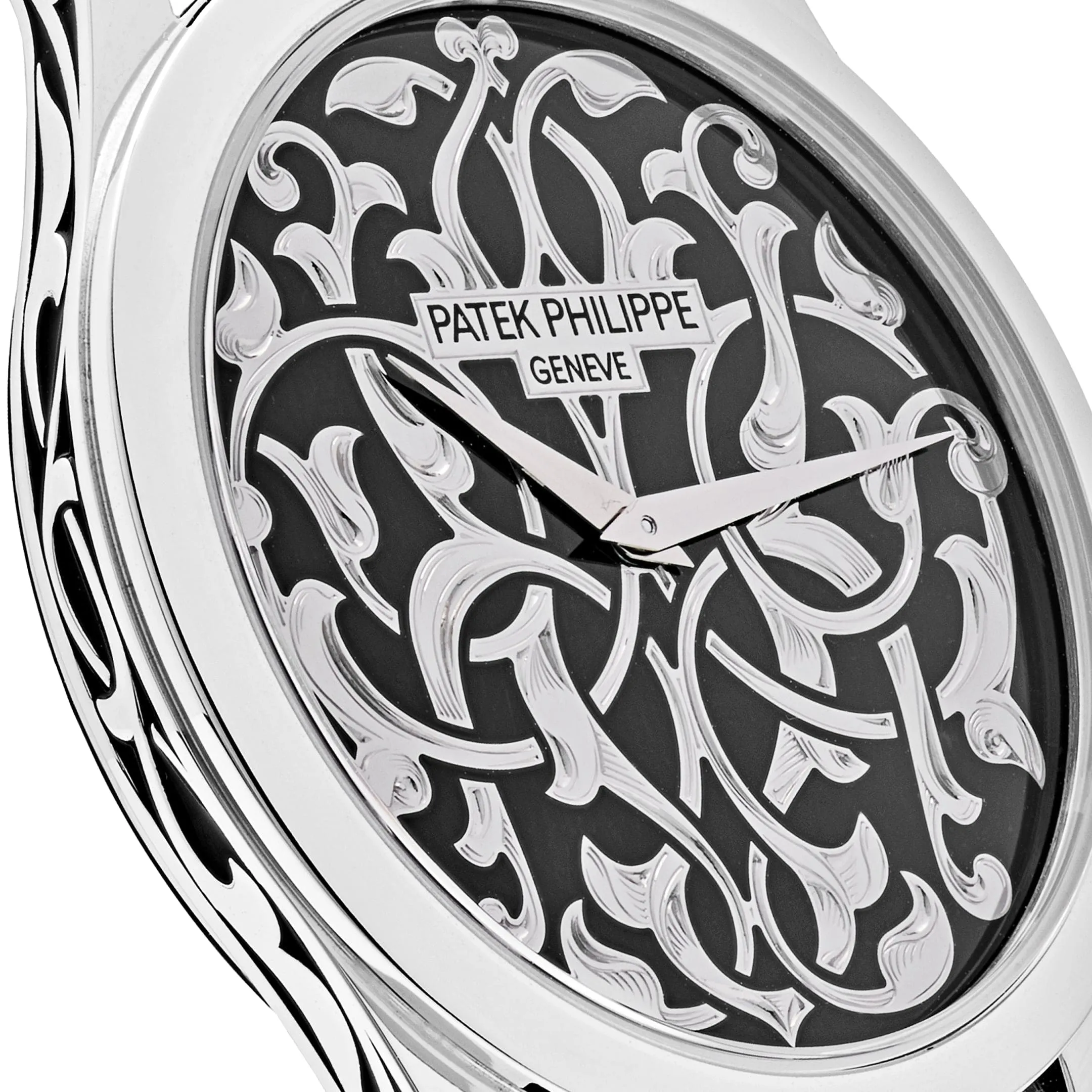 PP Luxury Watches Calatrava 5088/100P-001 Platinum Engraved Black Dial