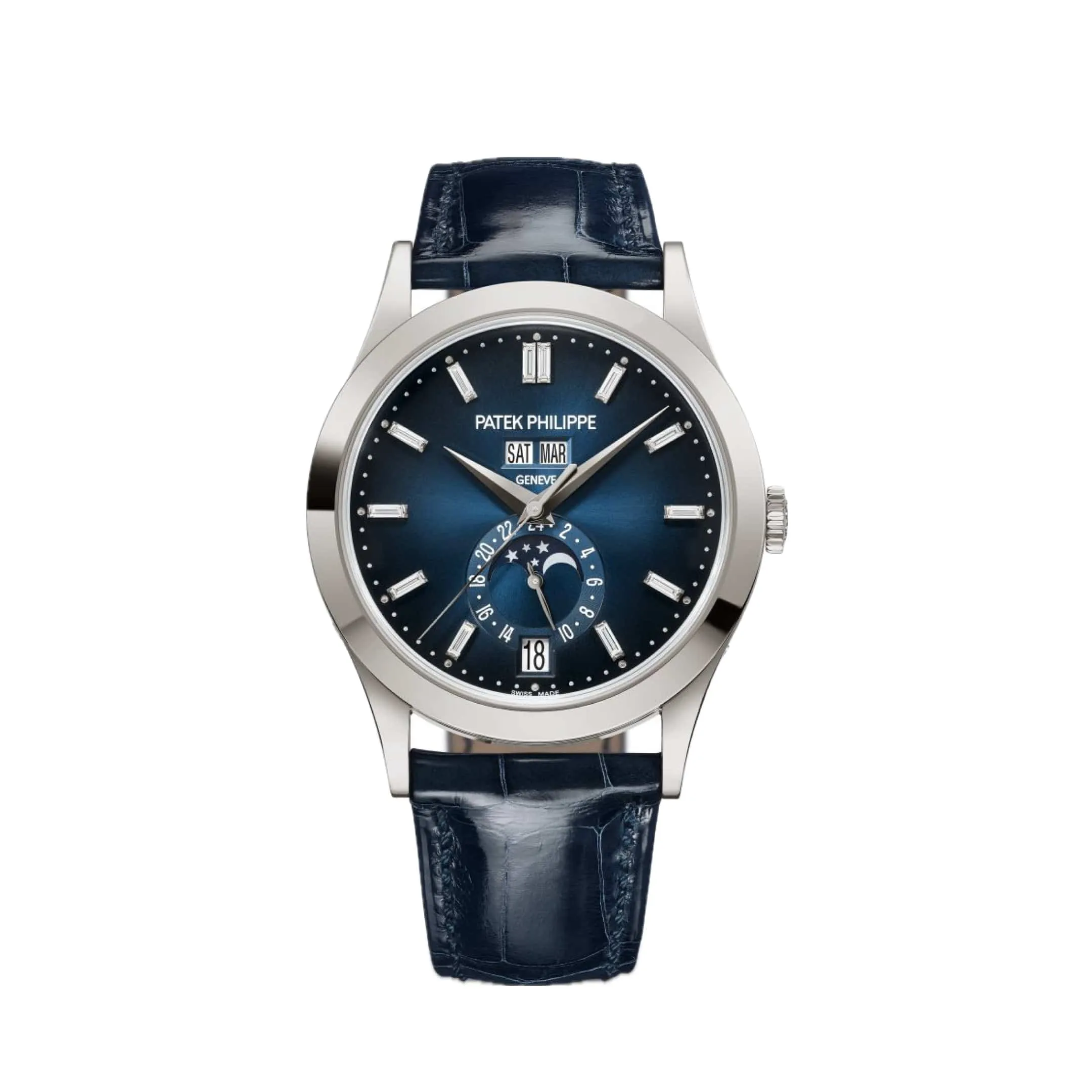 PP Luxury Watches Complications 5396G-017 Annual Calendar Moon Phases White Gold Blue Dial (2024)
