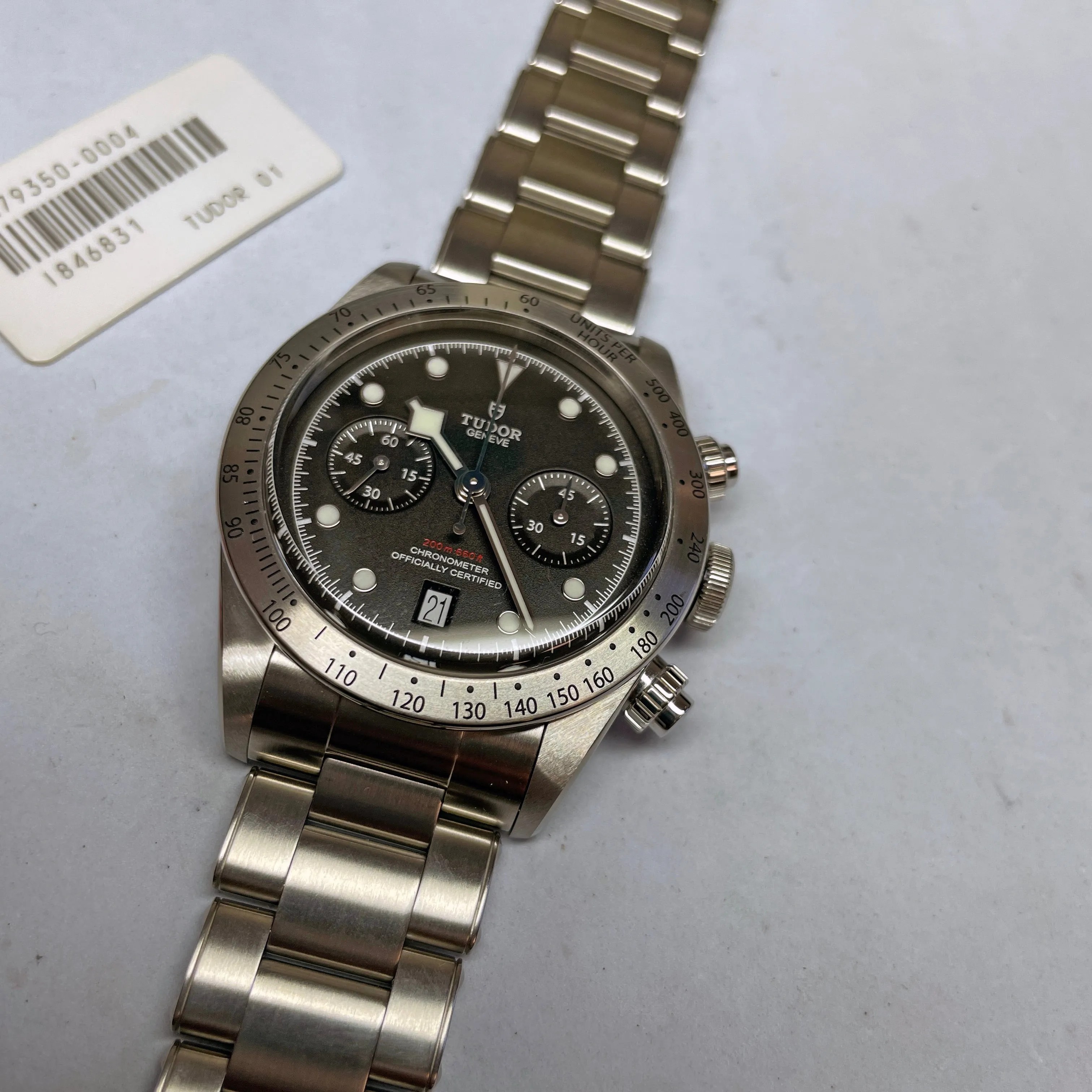Pre-owned Tudor Black Bay Chronograph 41mm Steel Watch M79350 Denim