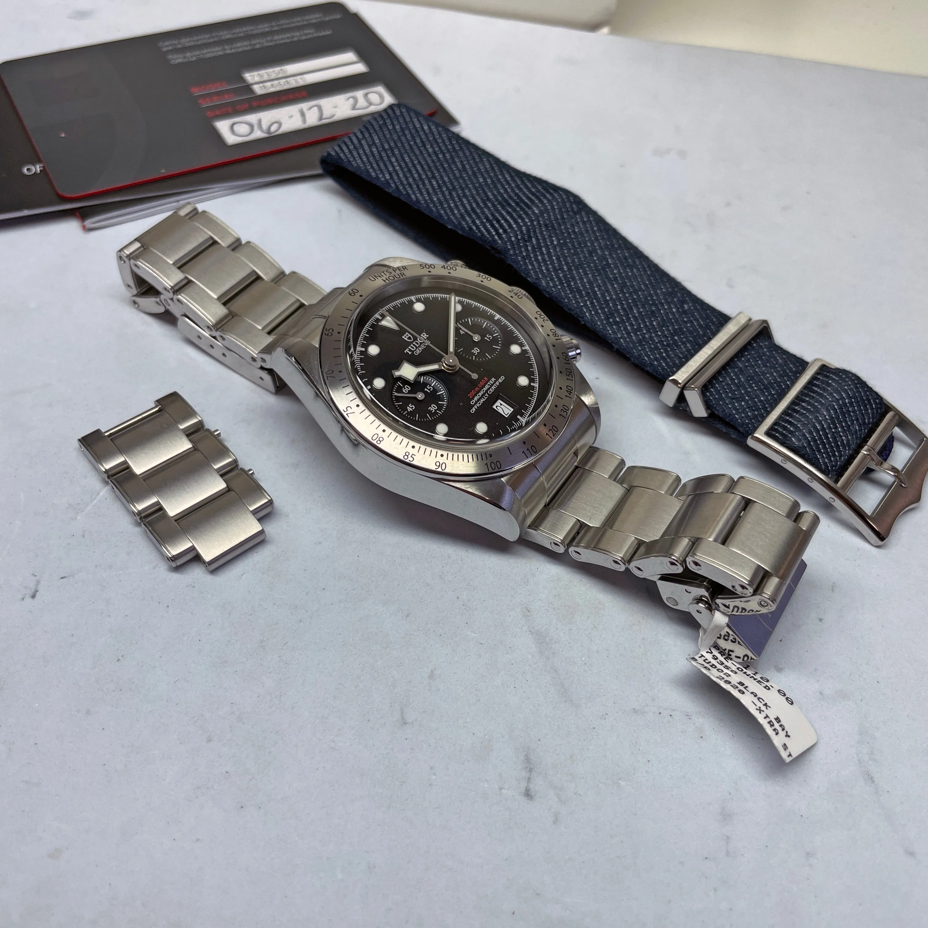 Pre-owned Tudor Black Bay Chronograph 41mm Steel Watch M79350 Denim