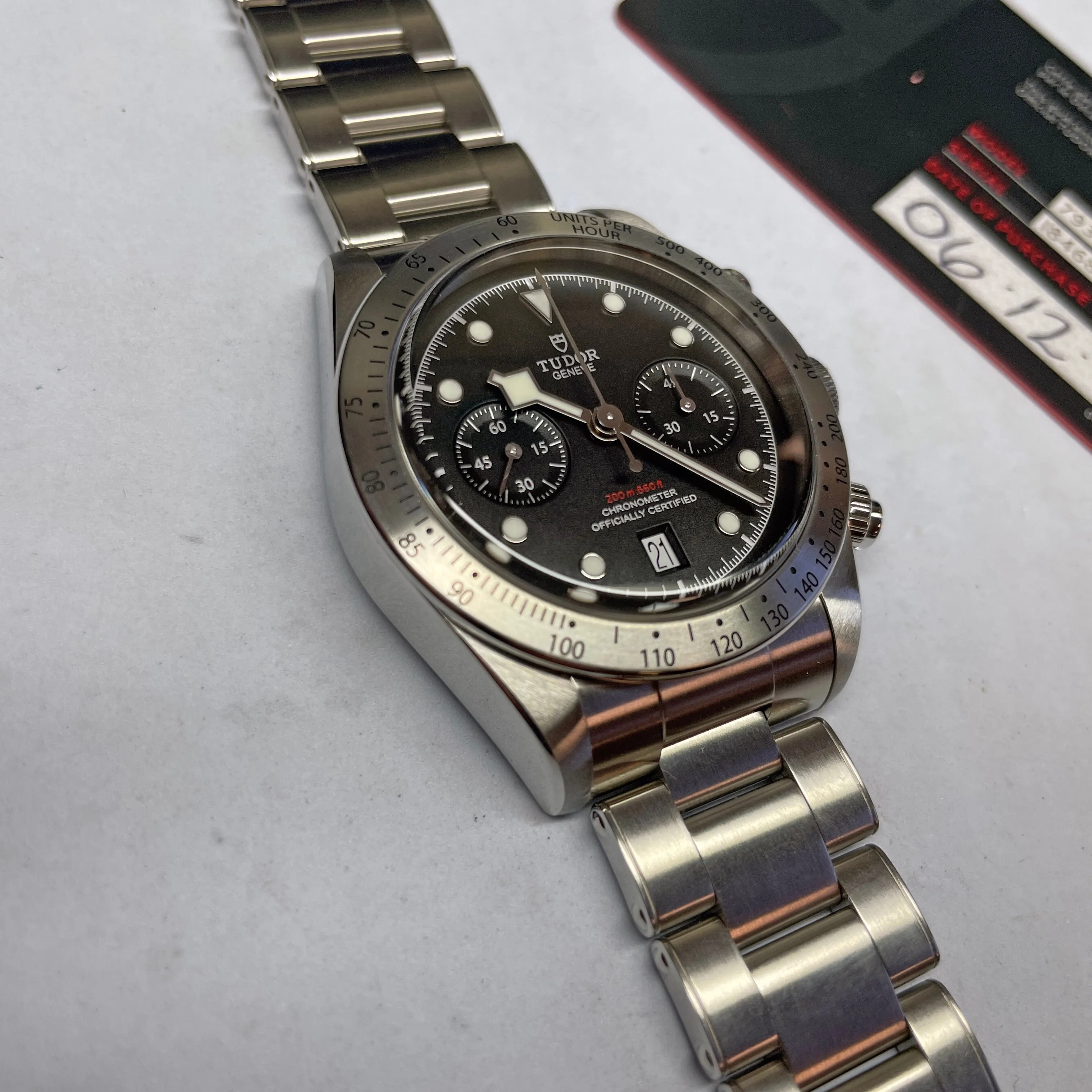 Pre-owned Tudor Black Bay Chronograph 41mm Steel Watch M79350 Denim