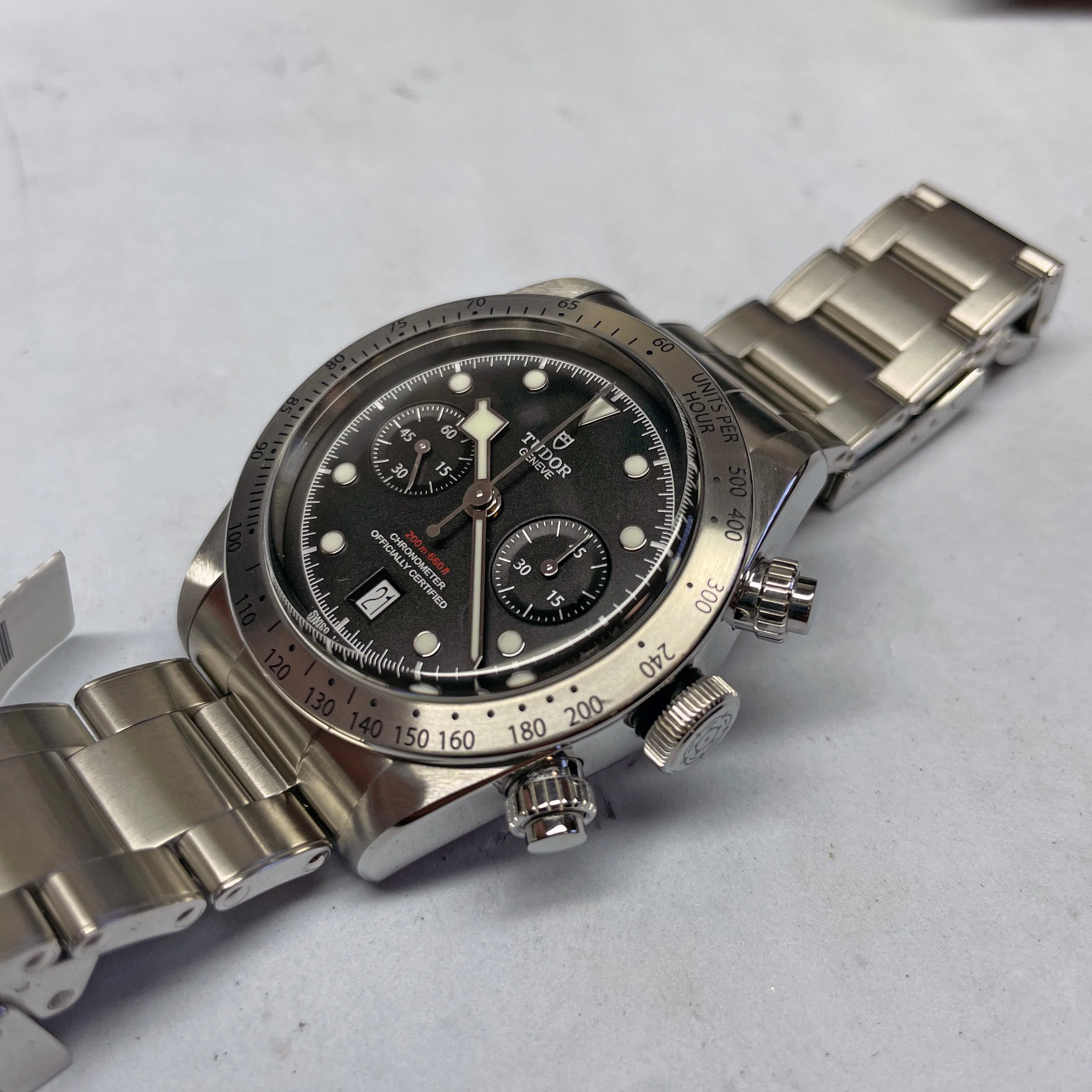 Pre-owned Tudor Black Bay Chronograph 41mm Steel Watch M79350 Denim