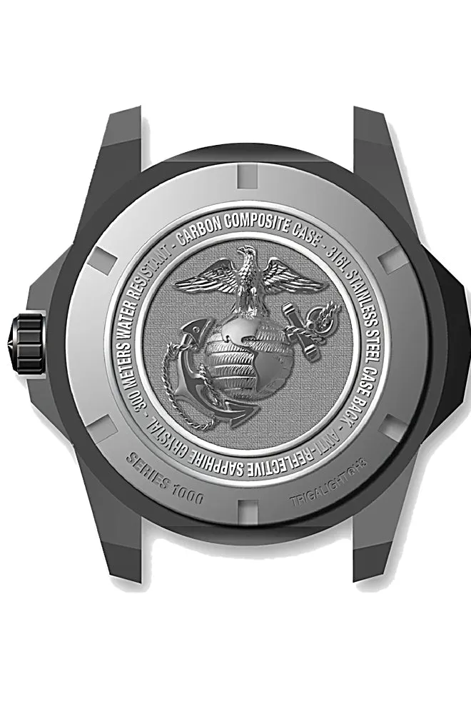 Protek Official United States Marine Corps Watch, 300 meters WR, Tritium, Blue Accents, Black Rubber Strap, 1013