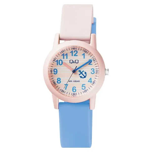 Q&Q Multi-Color Silicone Strap Pink Dial Quartz Watch for Kids - VS49J002Y