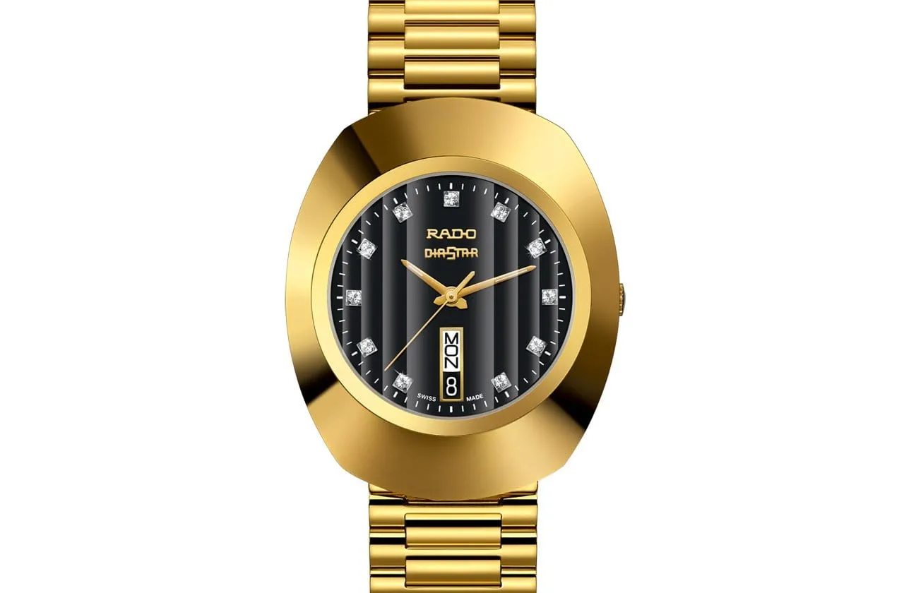 RADO The Original Quartz Black Dial Gold PVD Stainless Steel Men's Watch R12304313