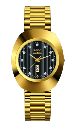 RADO The Original Quartz Black Dial Gold PVD Stainless Steel Men's Watch R12304313