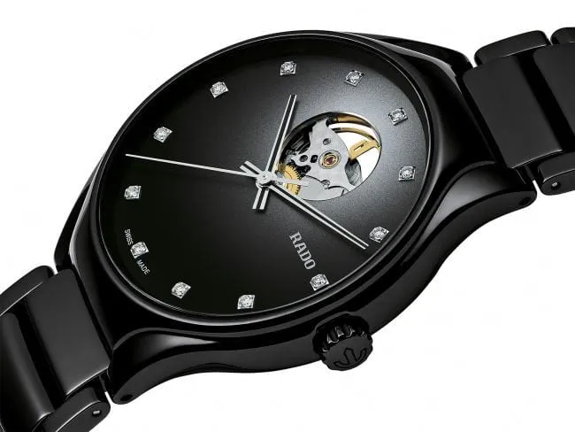 RADO True Secret Diamonds Open Heart Black Ceramic Unisex Watch R27107732
