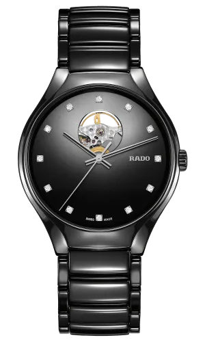 RADO True Secret Diamonds Open Heart Black Ceramic Unisex Watch R27107732