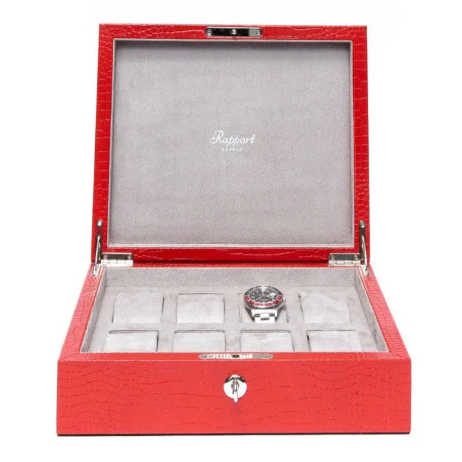 Rapport - Brompton 8 Watch Box in Red Croco | L267