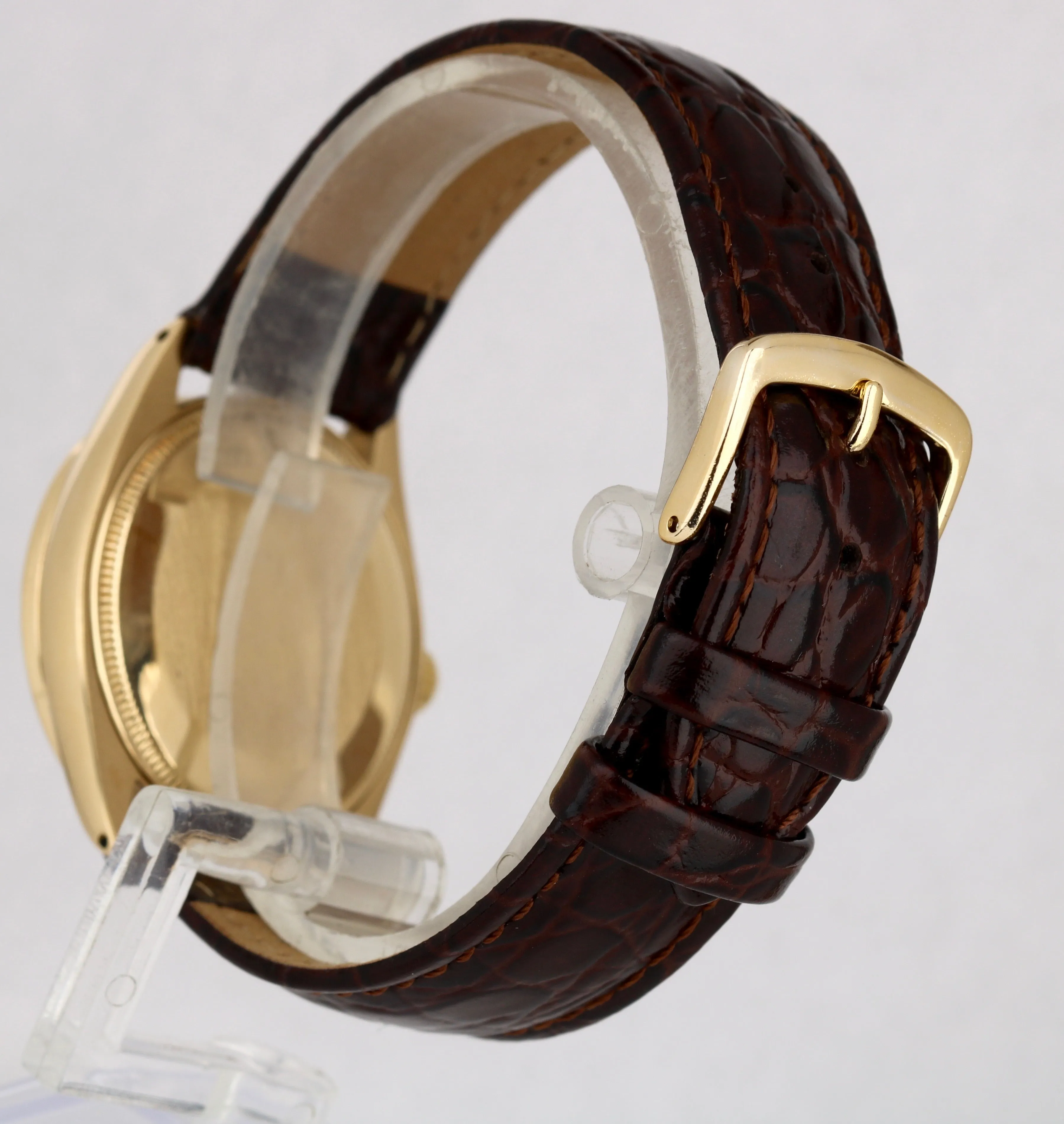 RARE 1972 Rolex Oyster Perpetual Mosaic Brick 34mm 14K Yellow Gold Watch 1007