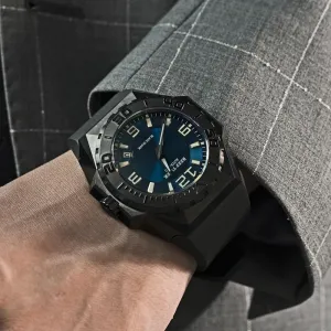 Reef Tiger/RT Top Brand Sport Watches Blue Dial All Black Automatic Mechanical Waterproof Dive Watches Relogio Masculino RGA6903