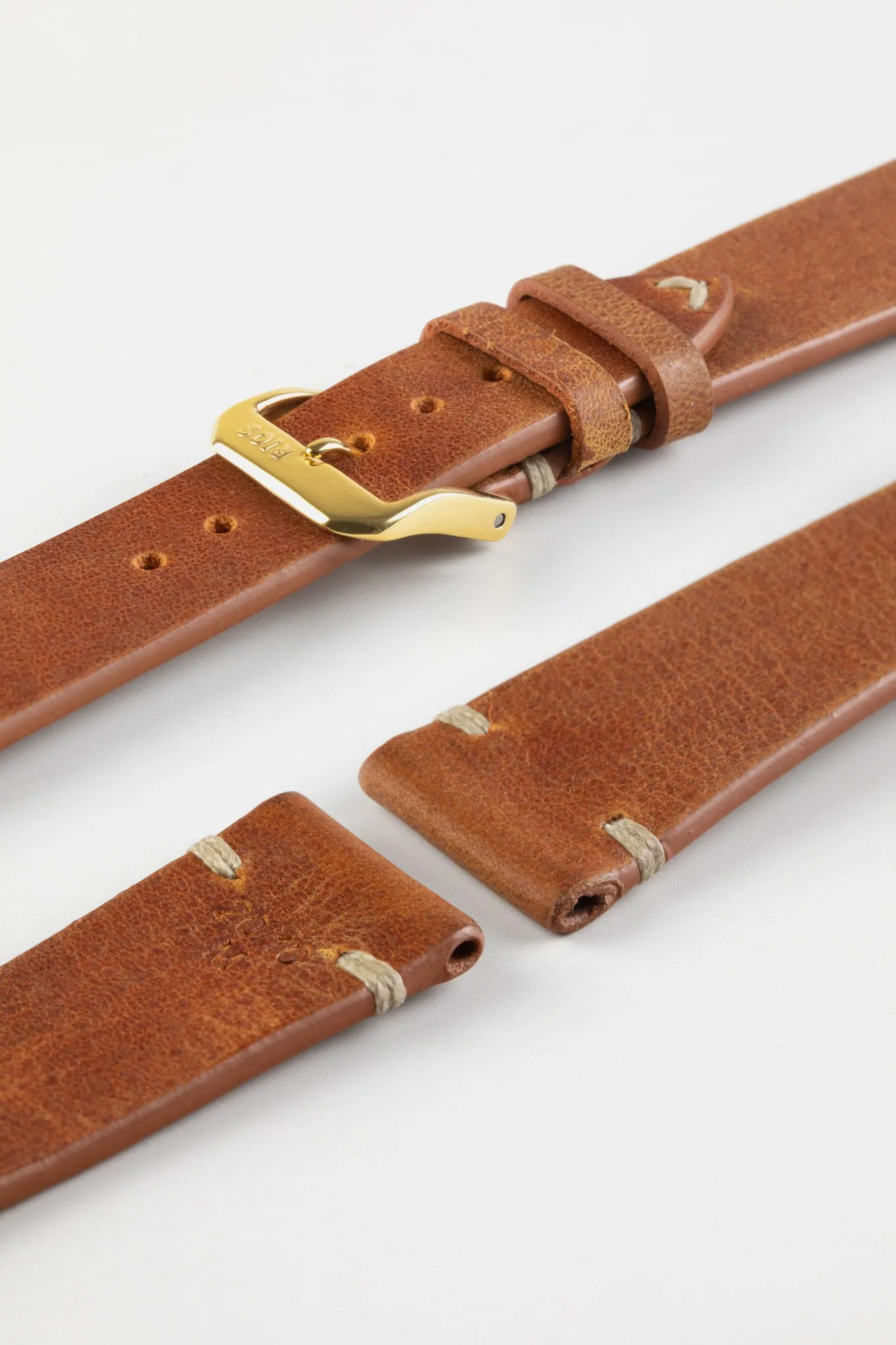 RIOS1931 BEDFORD Genuine Vintage Leather Watch Strap in COGNAC