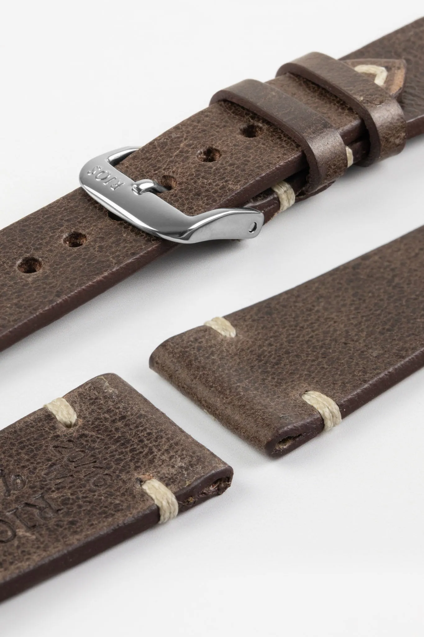 RIOS1931 BEDFORD Genuine Vintage Leather Watch Strap in MOCHA