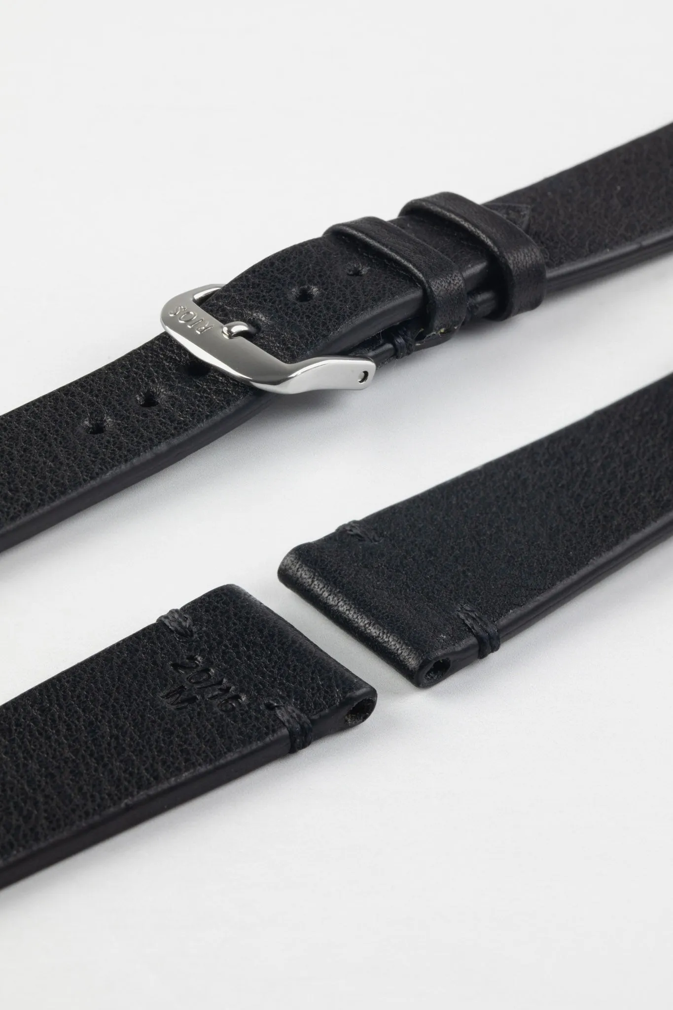 RIOS1931 MITTENWALD Retro Organic Leather Watch Strap in BLACK