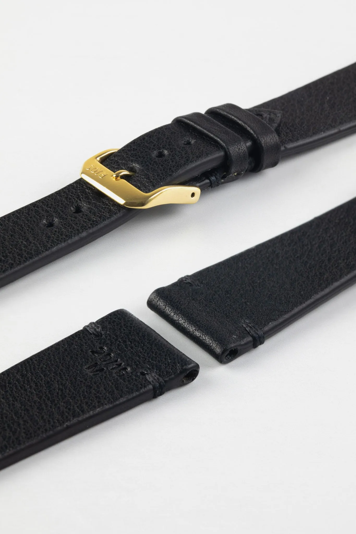 RIOS1931 MITTENWALD Retro Organic Leather Watch Strap in BLACK