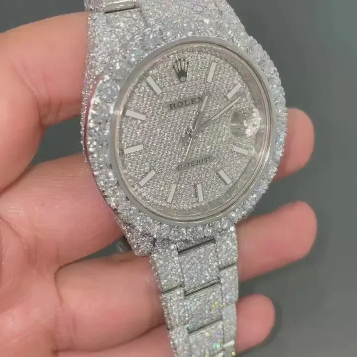 Rolex Date-Just Moissanite Diamond Watch | Iced Out Moissanite Watch W 83