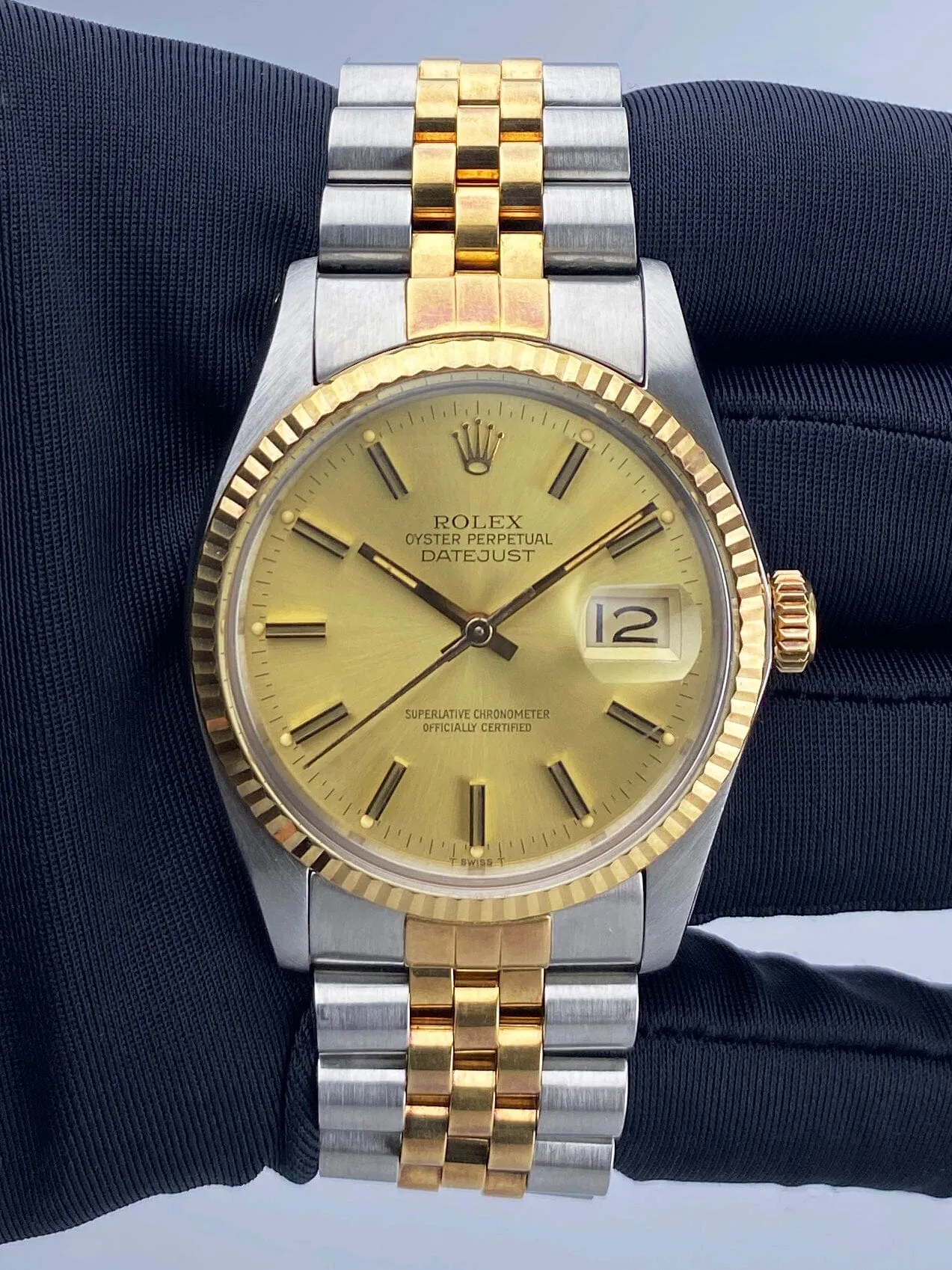 Rolex Datejust 16013 Champagne Dial Mens Watch Box Papers