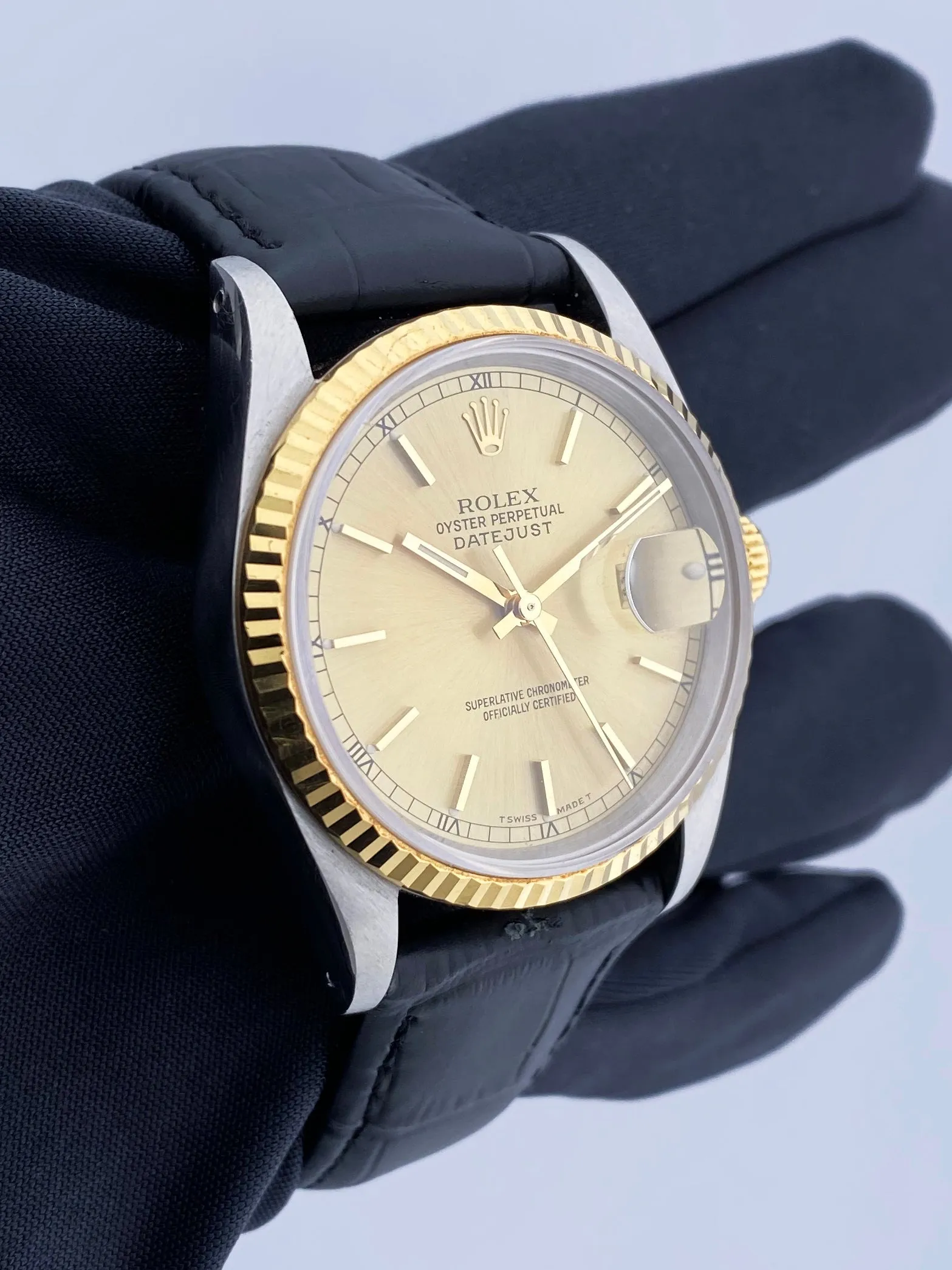 Rolex Datejust 16233 Champagne Dial Mens Watch
