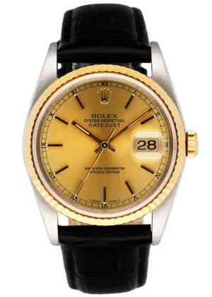 Rolex Datejust 16233 Champagne Dial Mens Watch