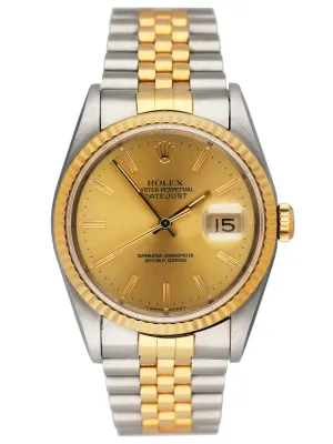 Rolex Datejust 16233 Champagne Dial Mens Watch