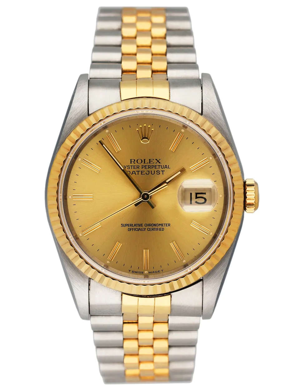 Rolex Datejust 16233 Champagne Dial Mens Watch