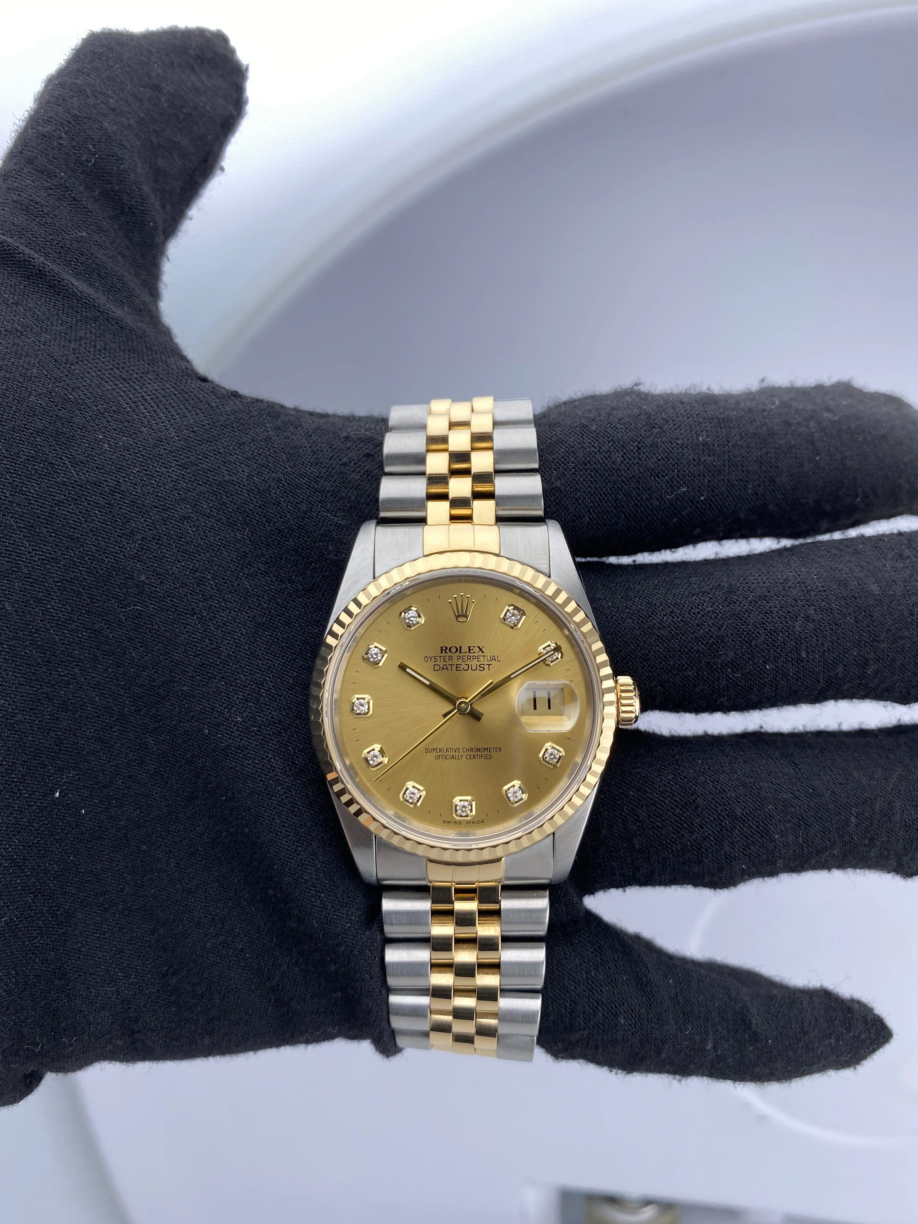 Rolex Datejust 16233 Diamond Dial Mens Watch
