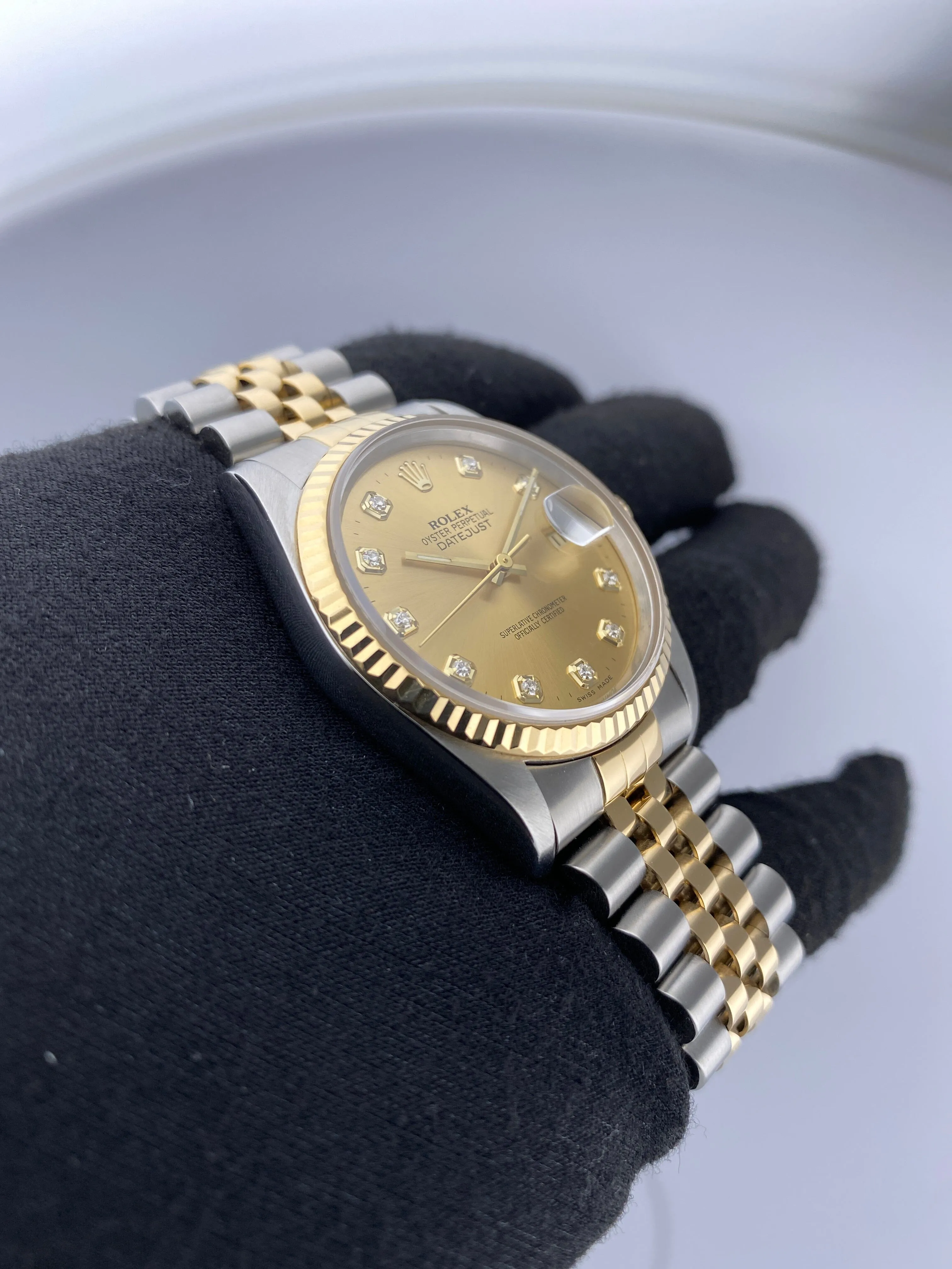 Rolex Datejust 16233 Diamond Dial Mens Watch