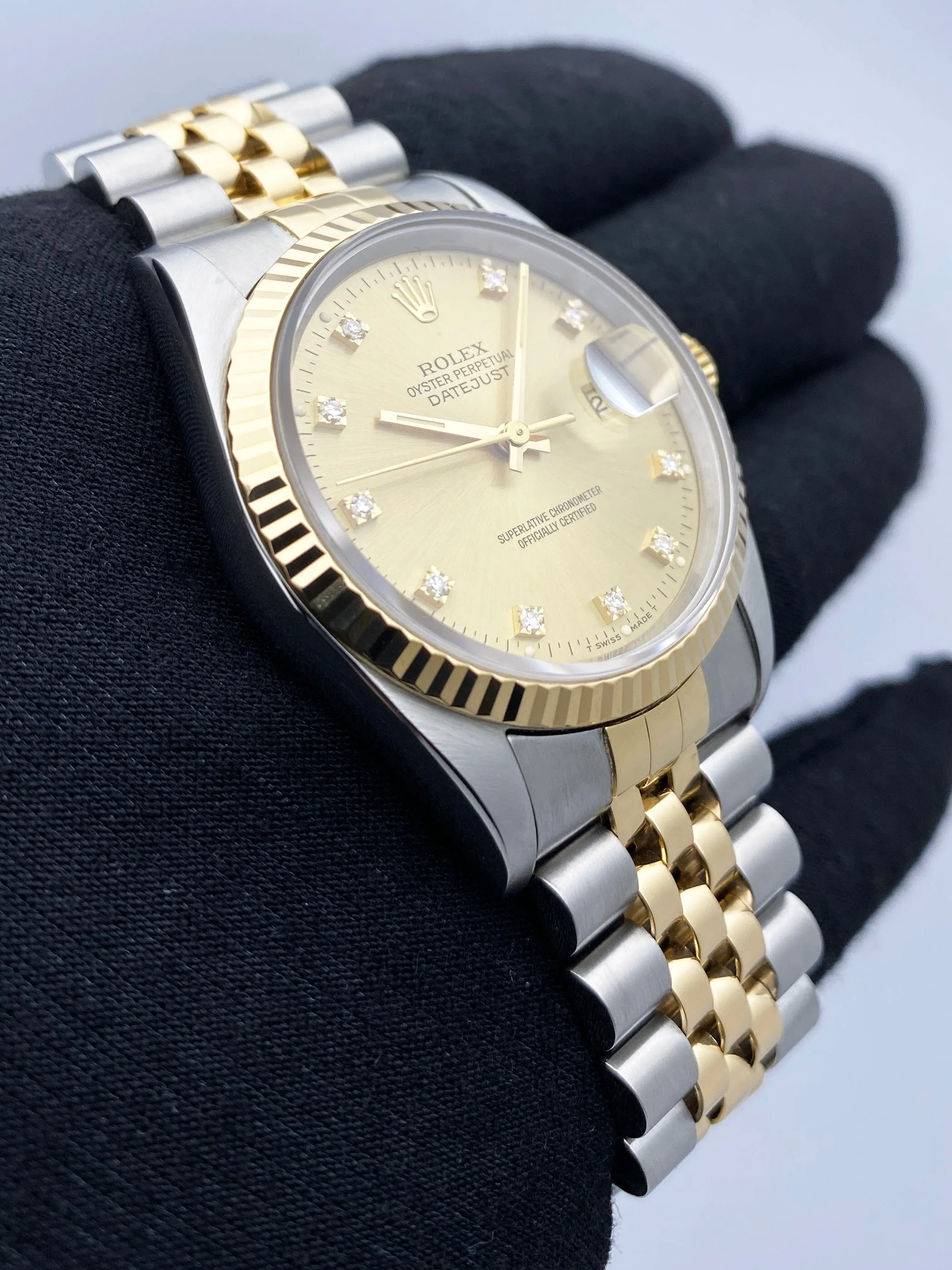 Rolex Datejust 16233 Diamond Dial Mens Watch