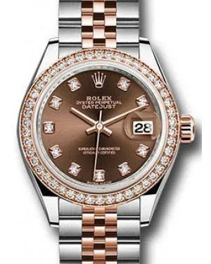 Rolex Datejust 28MM 279381 Chocolate Diamond Markers & Bezel Rose Gold & Stainless Steel Jubilee