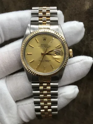 Rolex Datejust 36mm 16013 Champagne Dial Automatic Watch