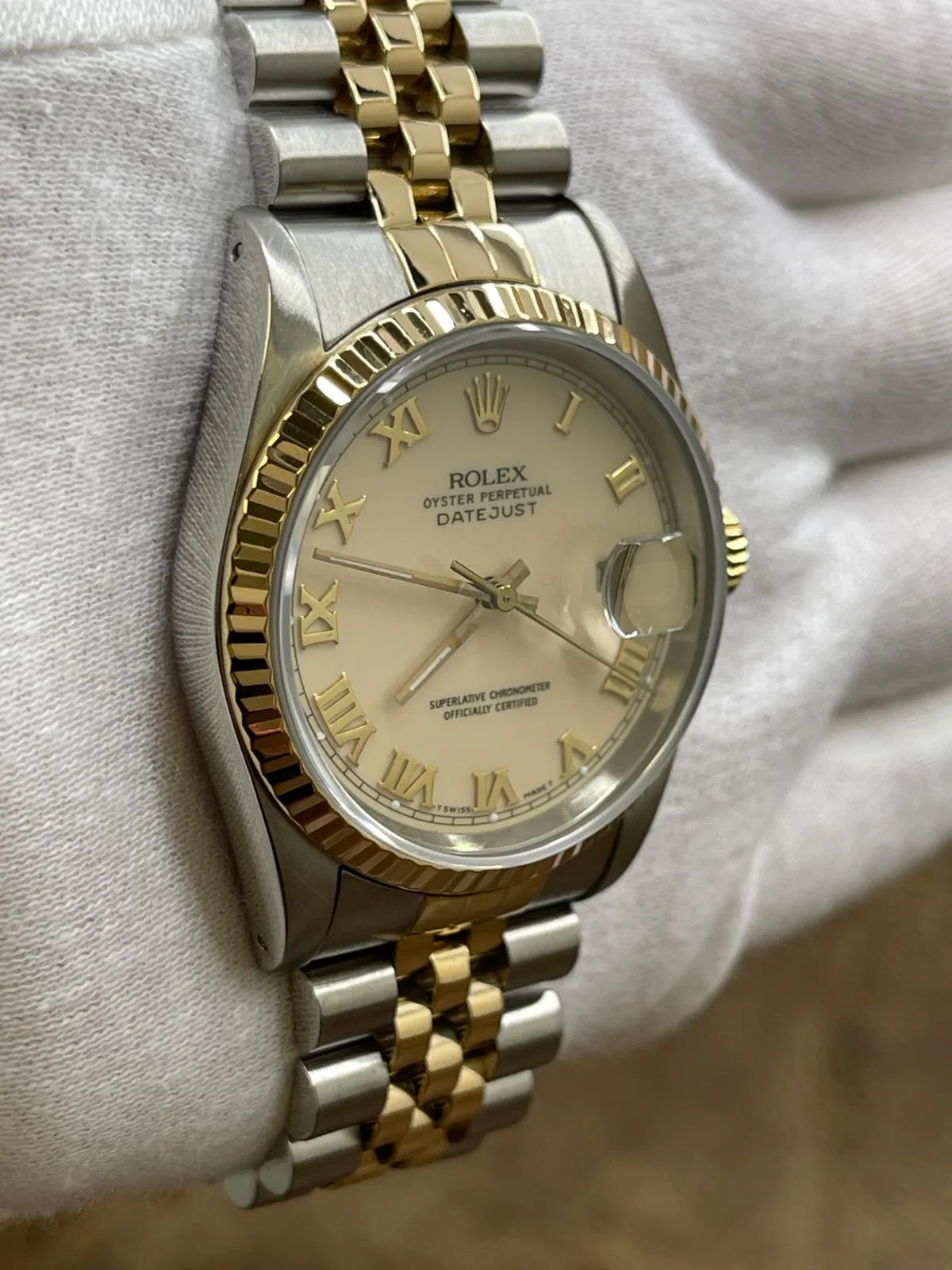 Rolex Datejust 36mm 16233 Cream Roman Dial Automatic Watch