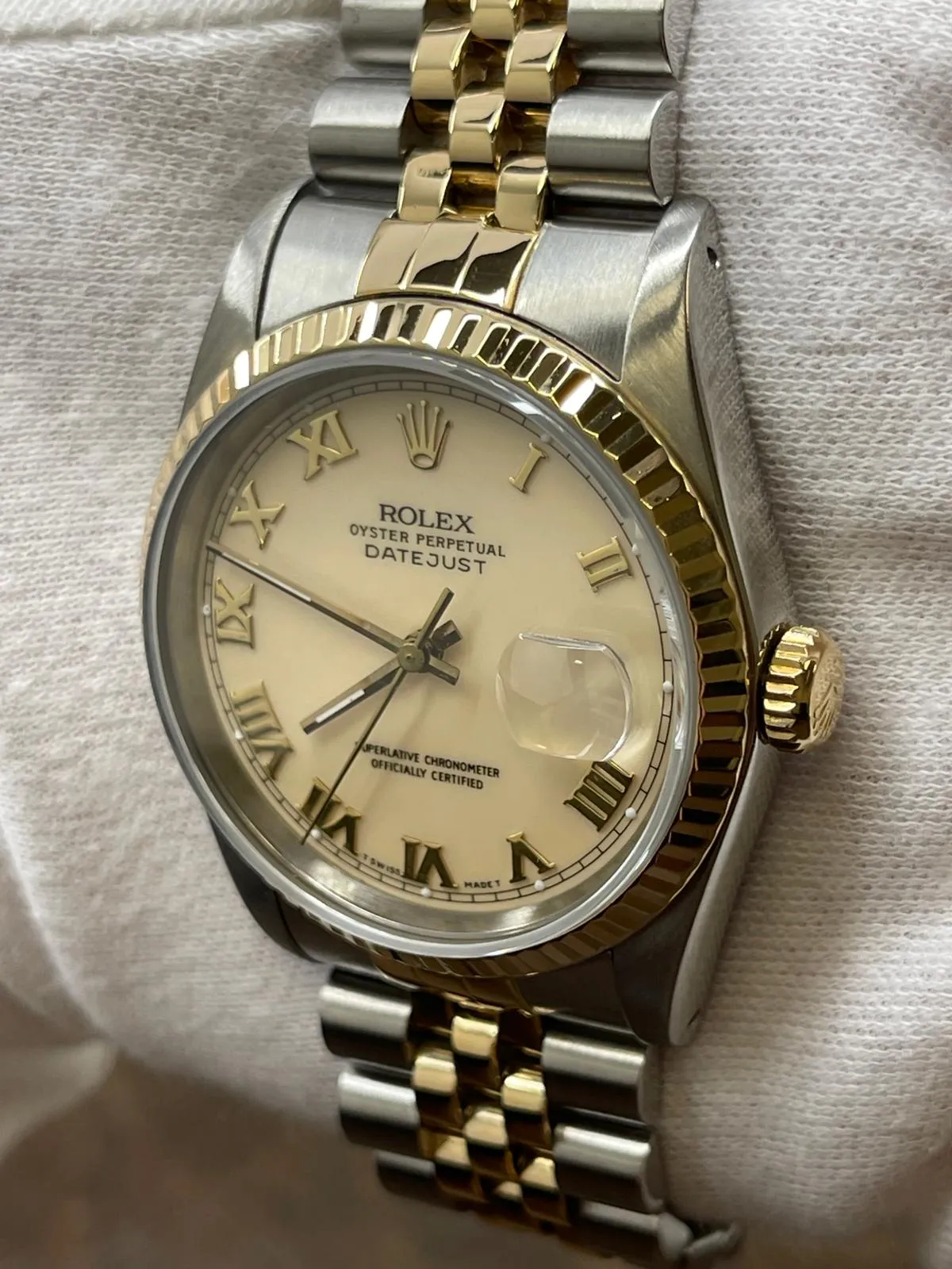 Rolex Datejust 36mm 16233 Cream Roman Dial Automatic Watch