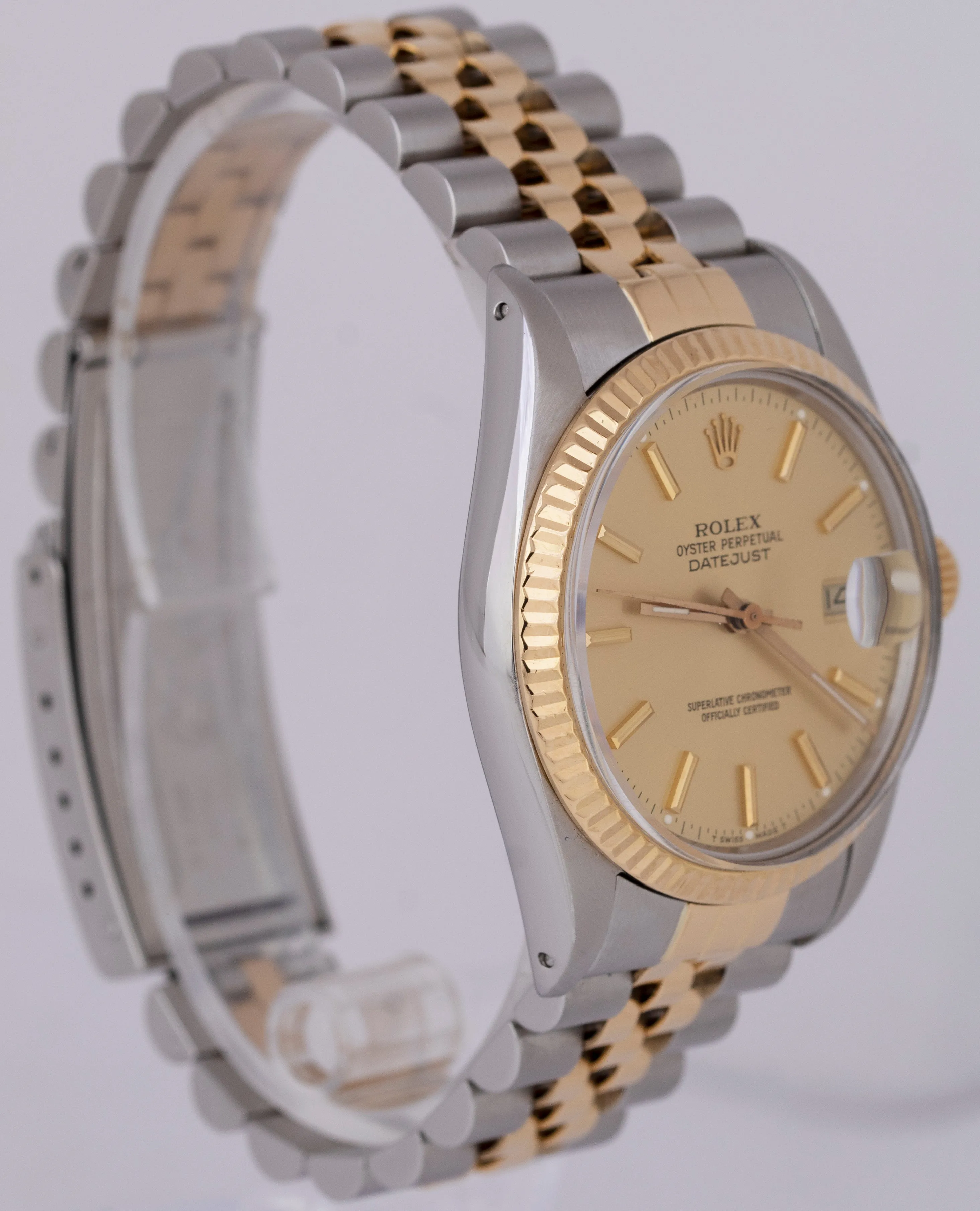 Rolex DateJust 36mm Champagne Yellow Gold Stainless Two-Tone Watch 16013