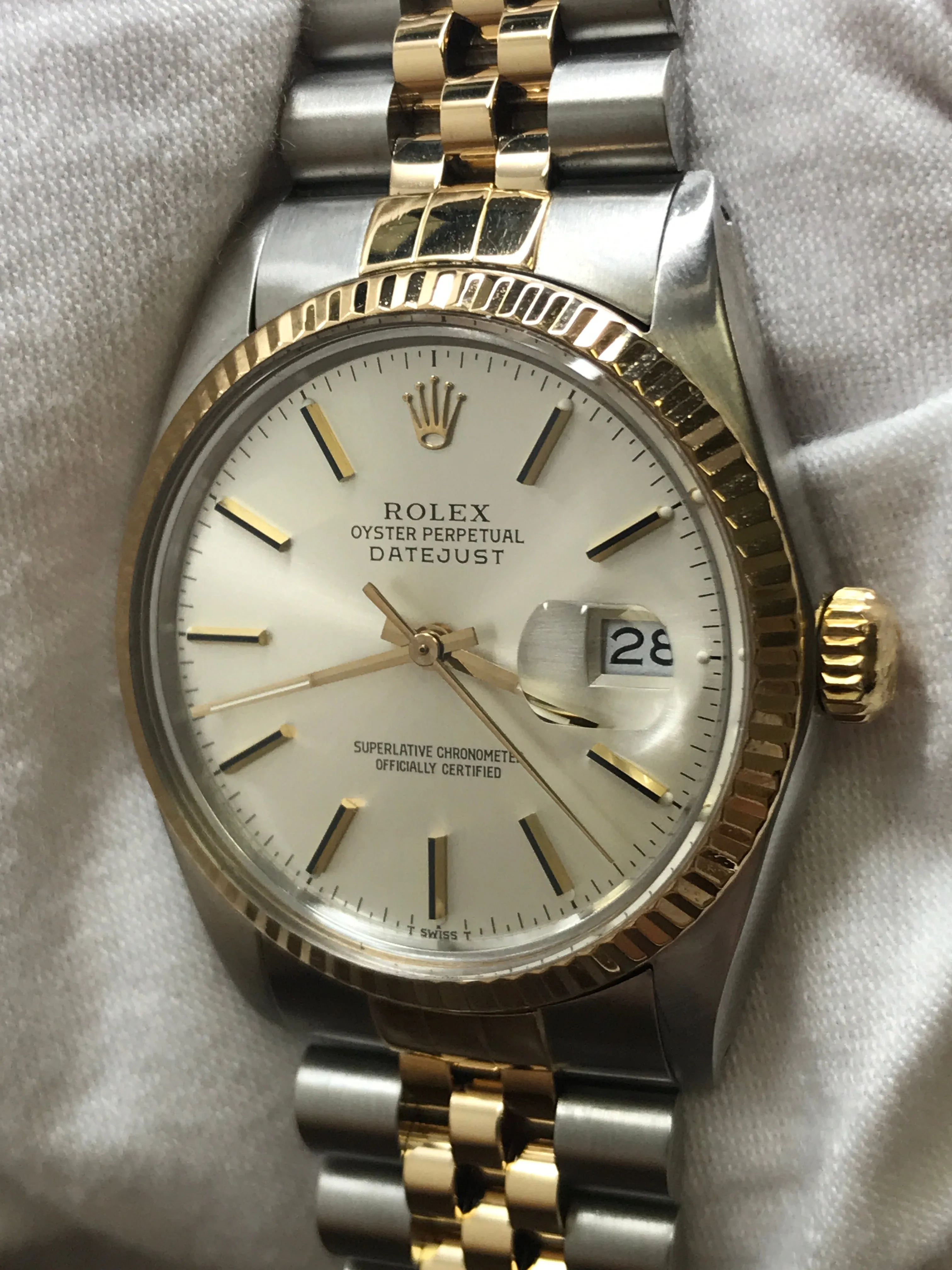 Rolex Datejust 36mm Custom links 16013 Silver Dial Automatic Watch