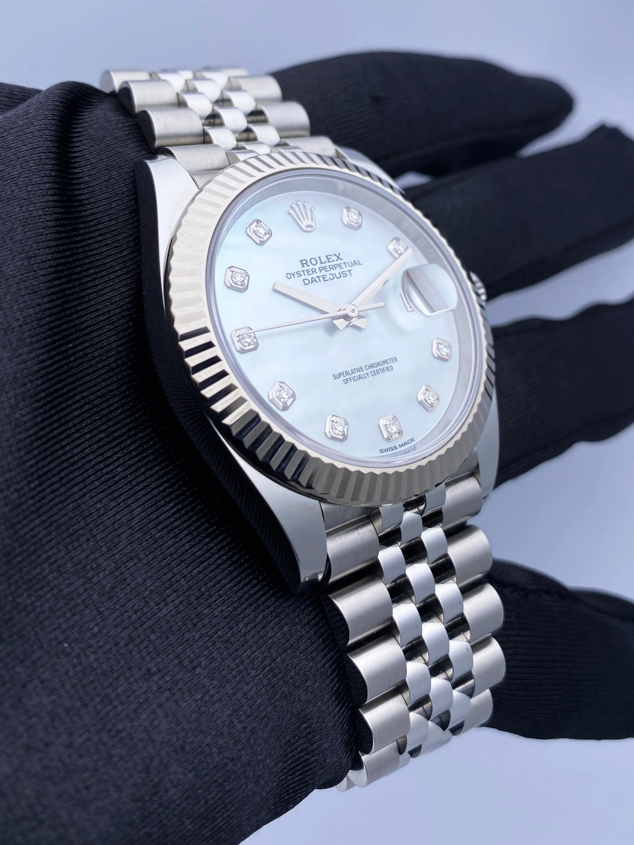 Rolex Datejust 41 126334 MOP Diamond Dial Mens Watch Box Papers