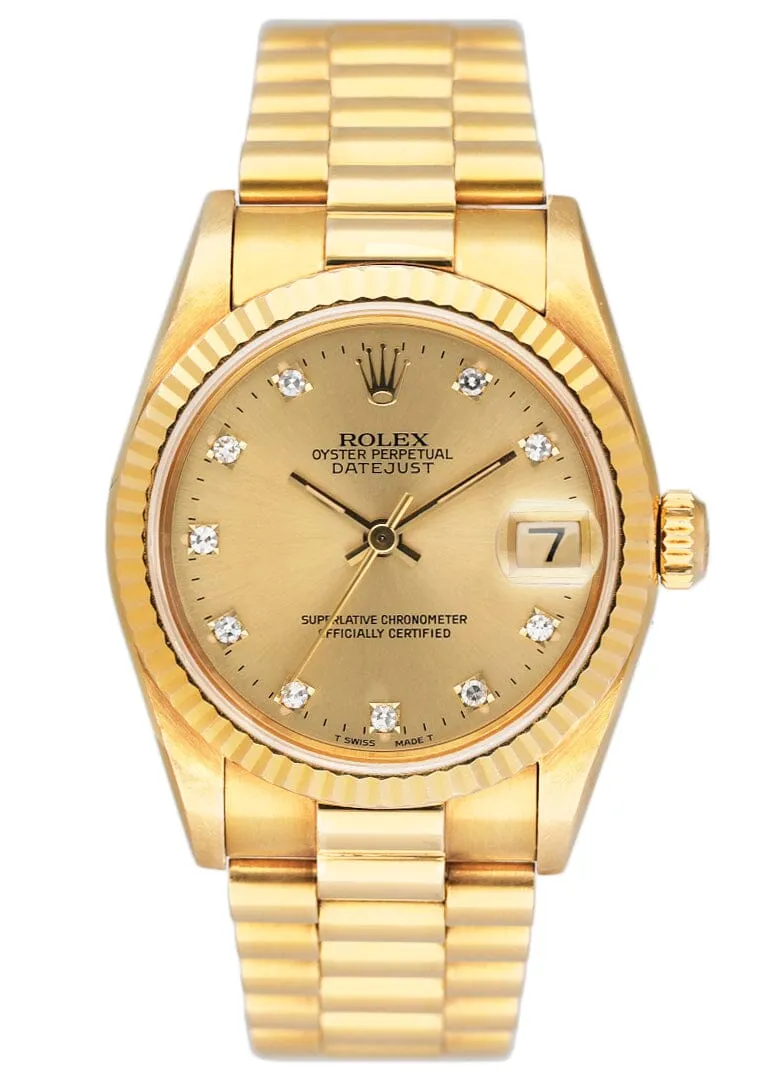 Rolex DateJust 68278 Diamond Champagne Dial Ladies Watch Box Papers